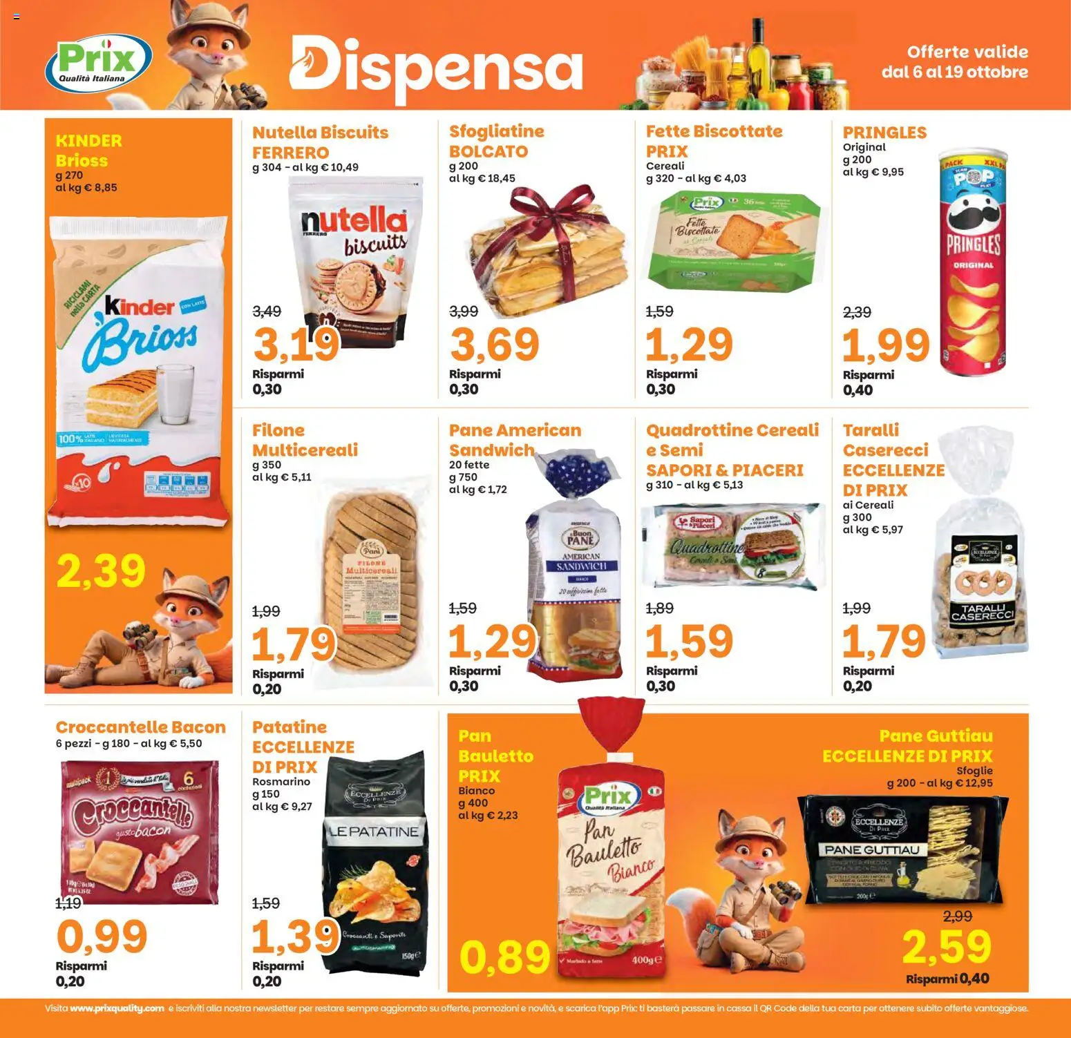 Volantino Prix del 06/10/2026 | Pagina: 18 | Prodotti: Pane, Cereali, Patatine, Taralli