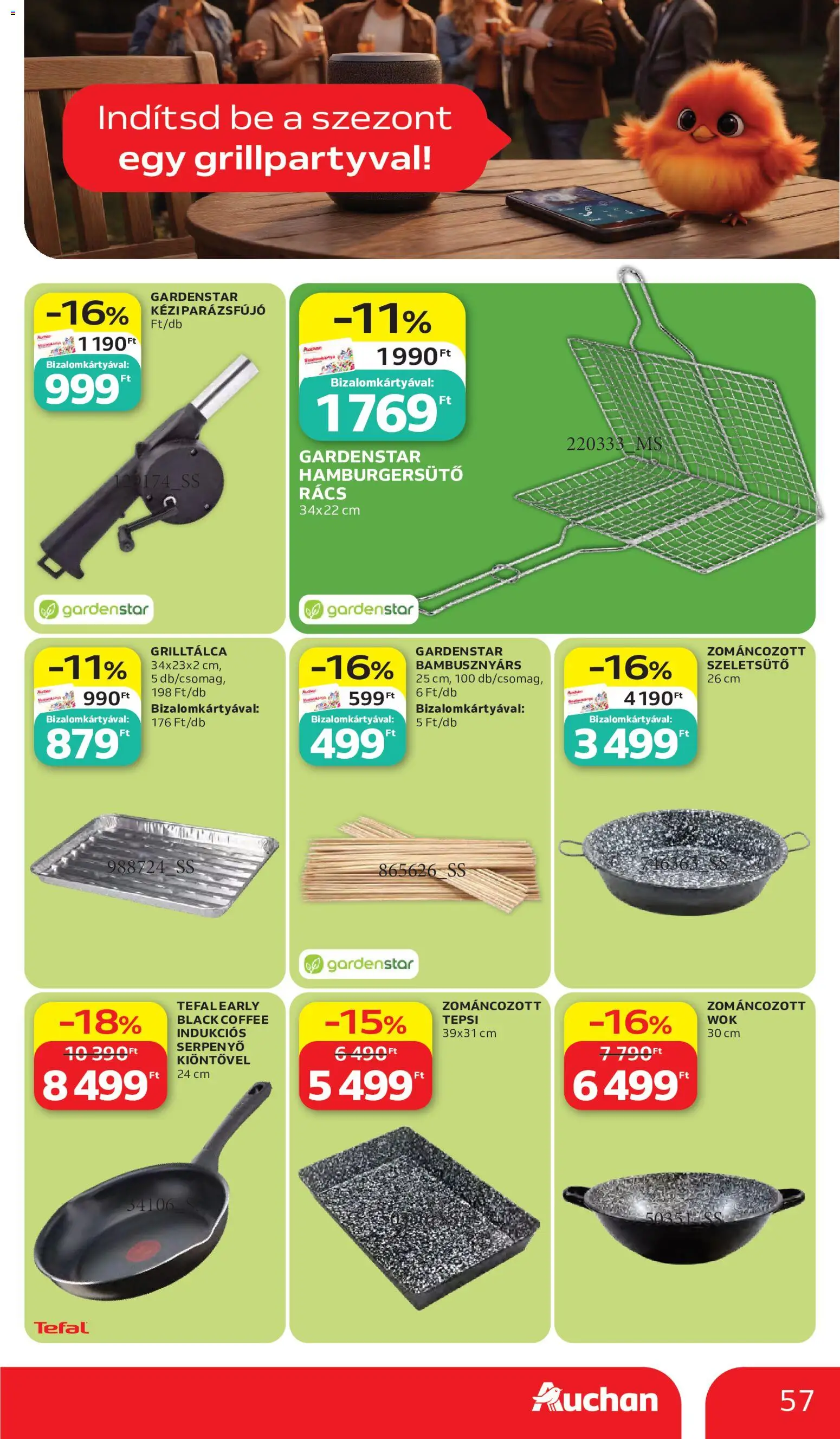 Auchan akciós ujság - amely érvényes a következő dátumtól: 28.05.2026 | Oldal: 57 | Termékek: Grilltálca, Serpenyő