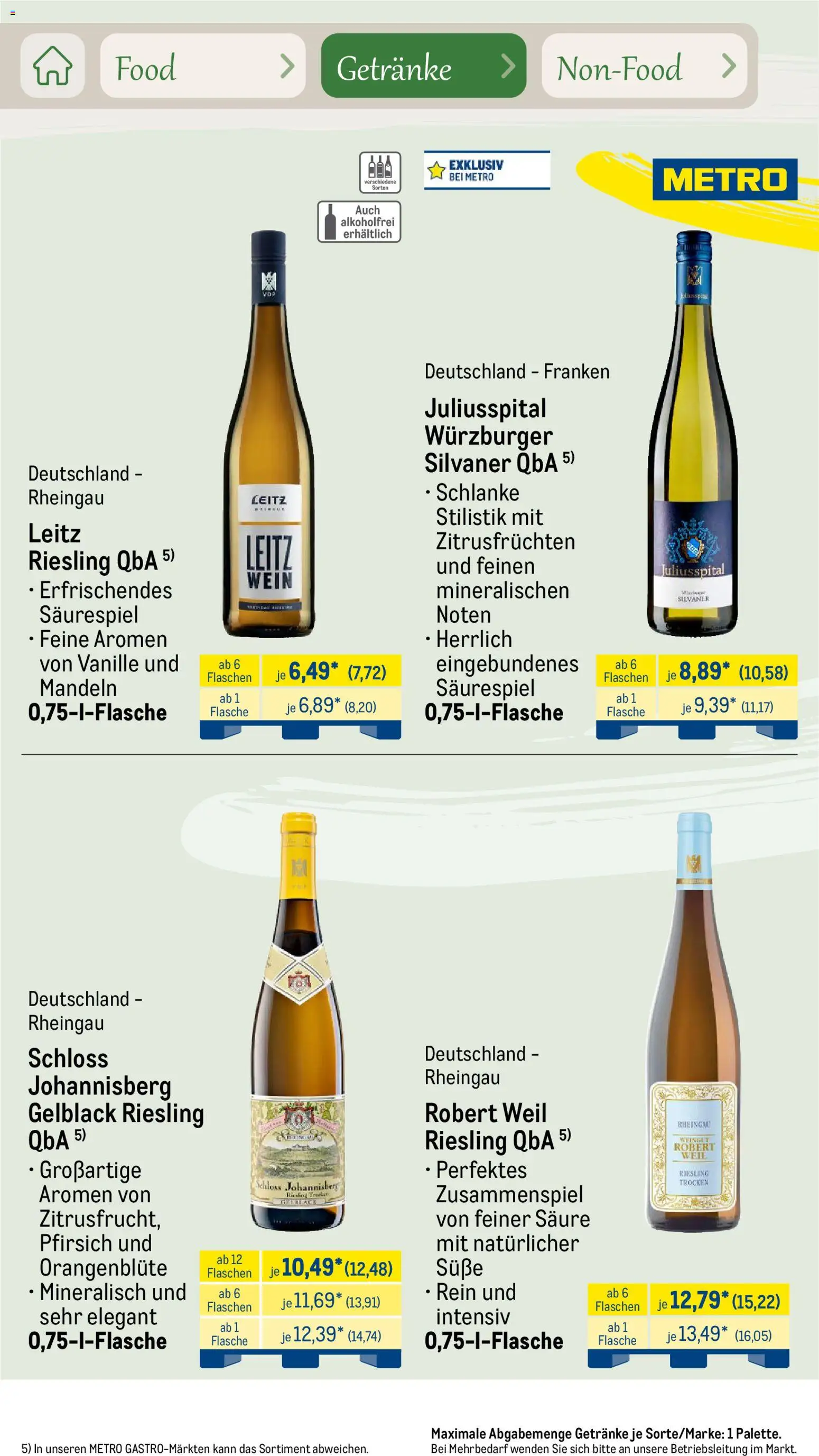 Metro Saisonkatalog Outdoor Dining – gültig ab 01.06.2026 | Seite: 47 | Produkte: Mandeln, Pfirsich, Wein