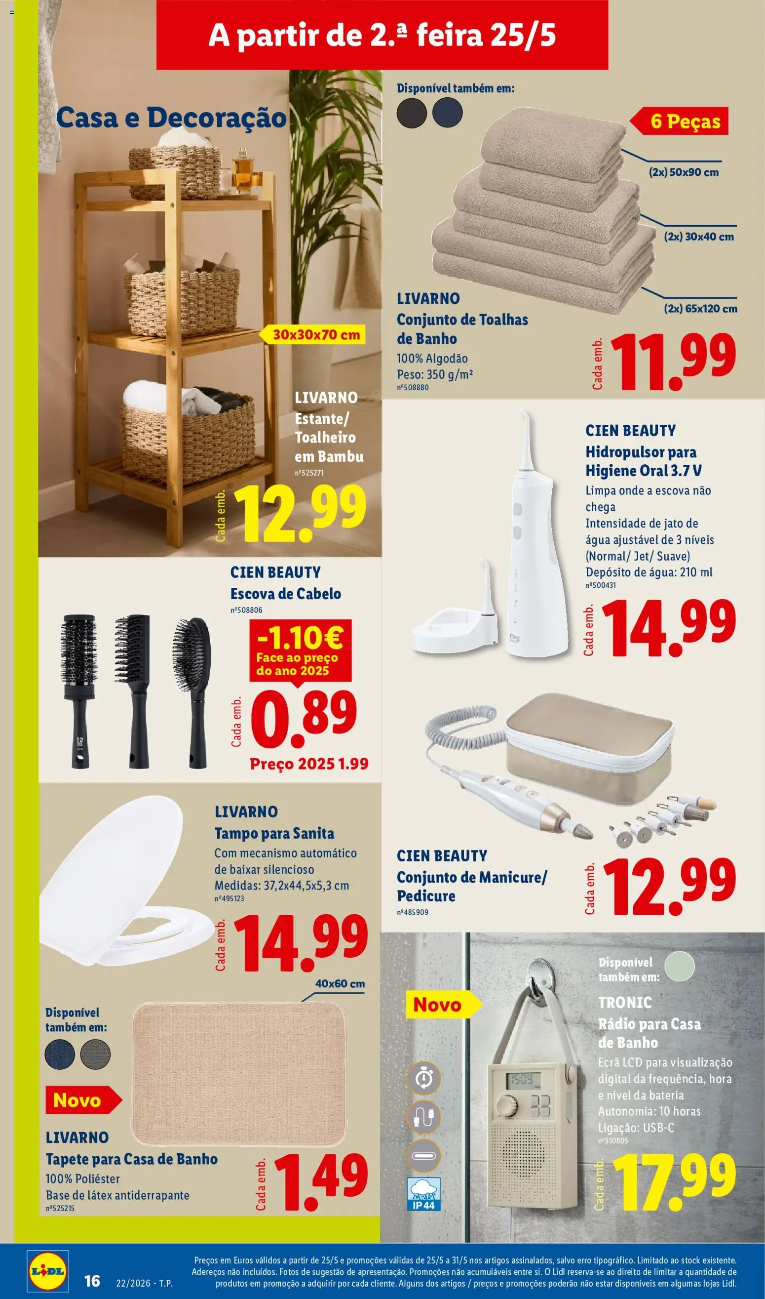 Lidl Novidades │ válido de 25.05.2026 | Página: 16 | Produtos: Agua, Algodão, Base, Casa de banho