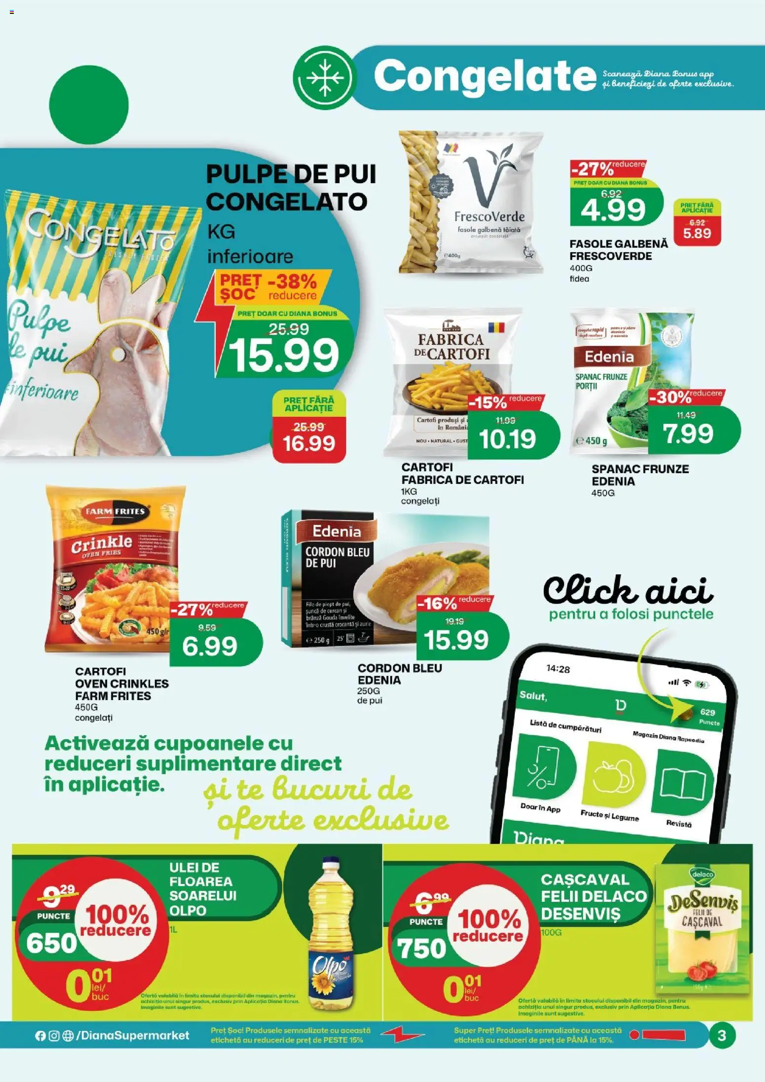 Noul catalog Diana – valabil de la 16.09.2026 | Pagină: 3 | Produse: Cordon bleu, Ulei, Legume, Fructe