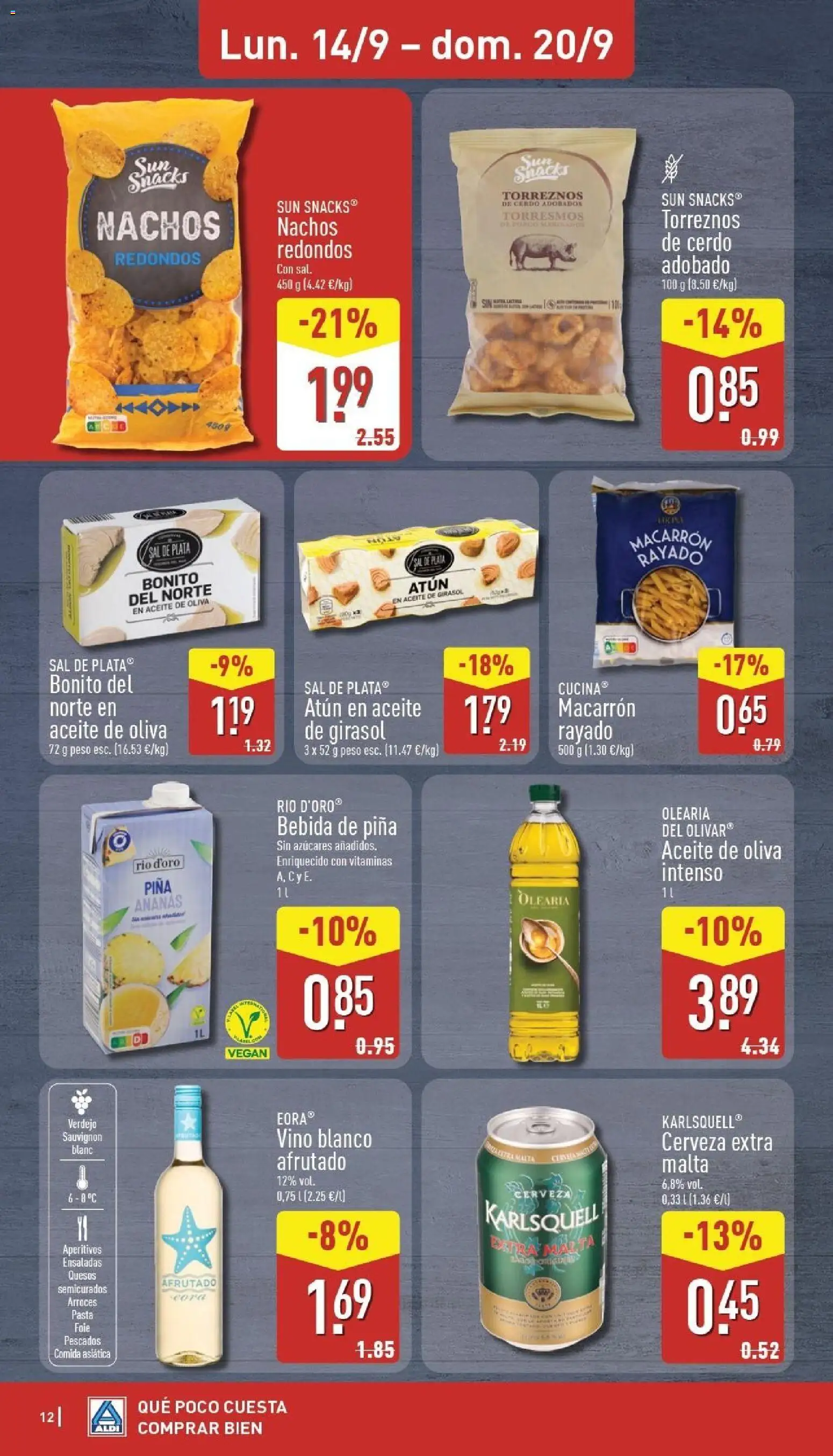 Aldi folleto Canarias │ válido desde el 14/09/2026 | Página: 12 | Productos: Snacks, Atún, Piña, Sal