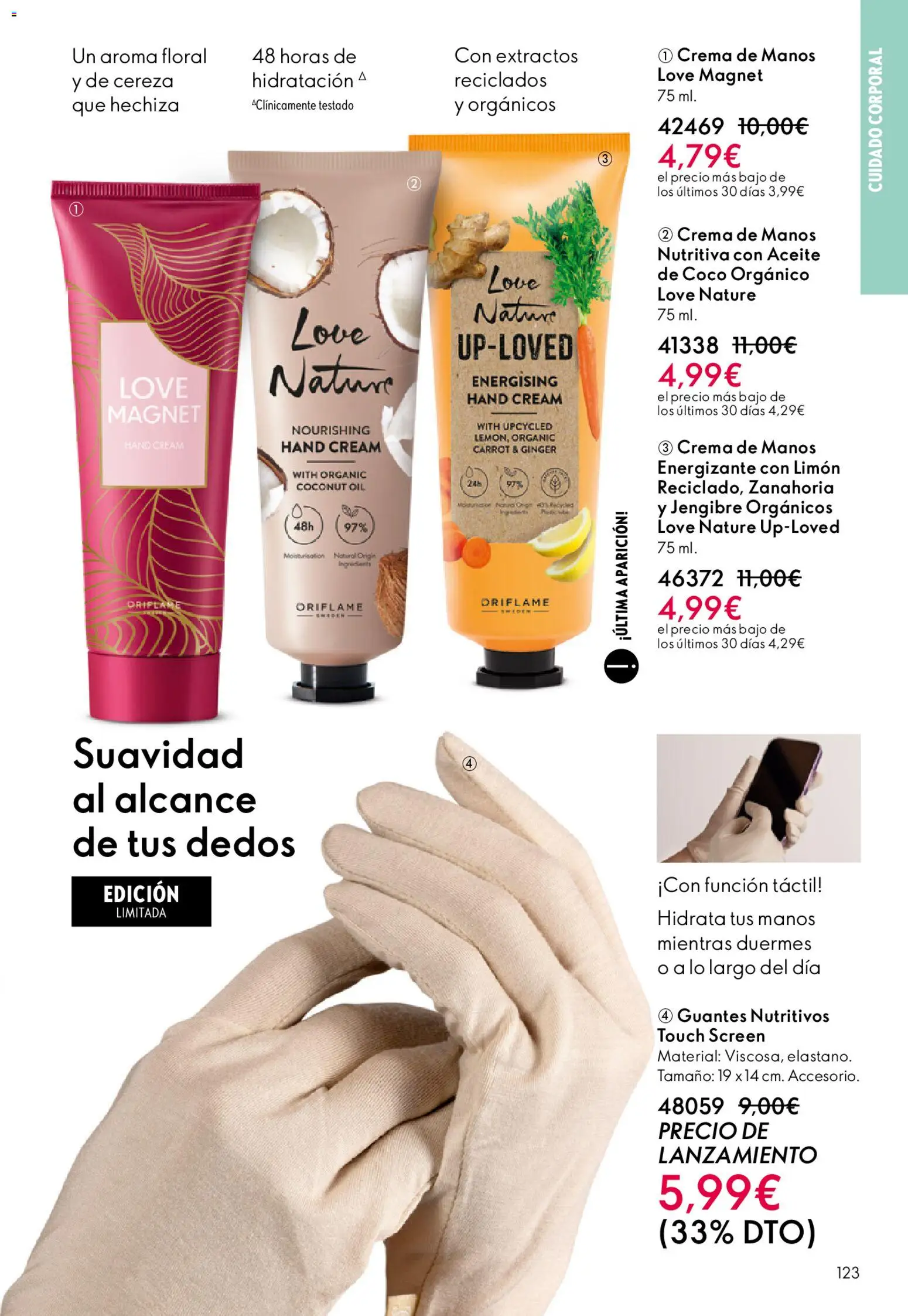 Oriflame - Catálogo Campaña 6 │ válido desde el 22.04.2026 | Página: 123 | Productos: Crema de manos, Guantes, Zanahoria, Crema