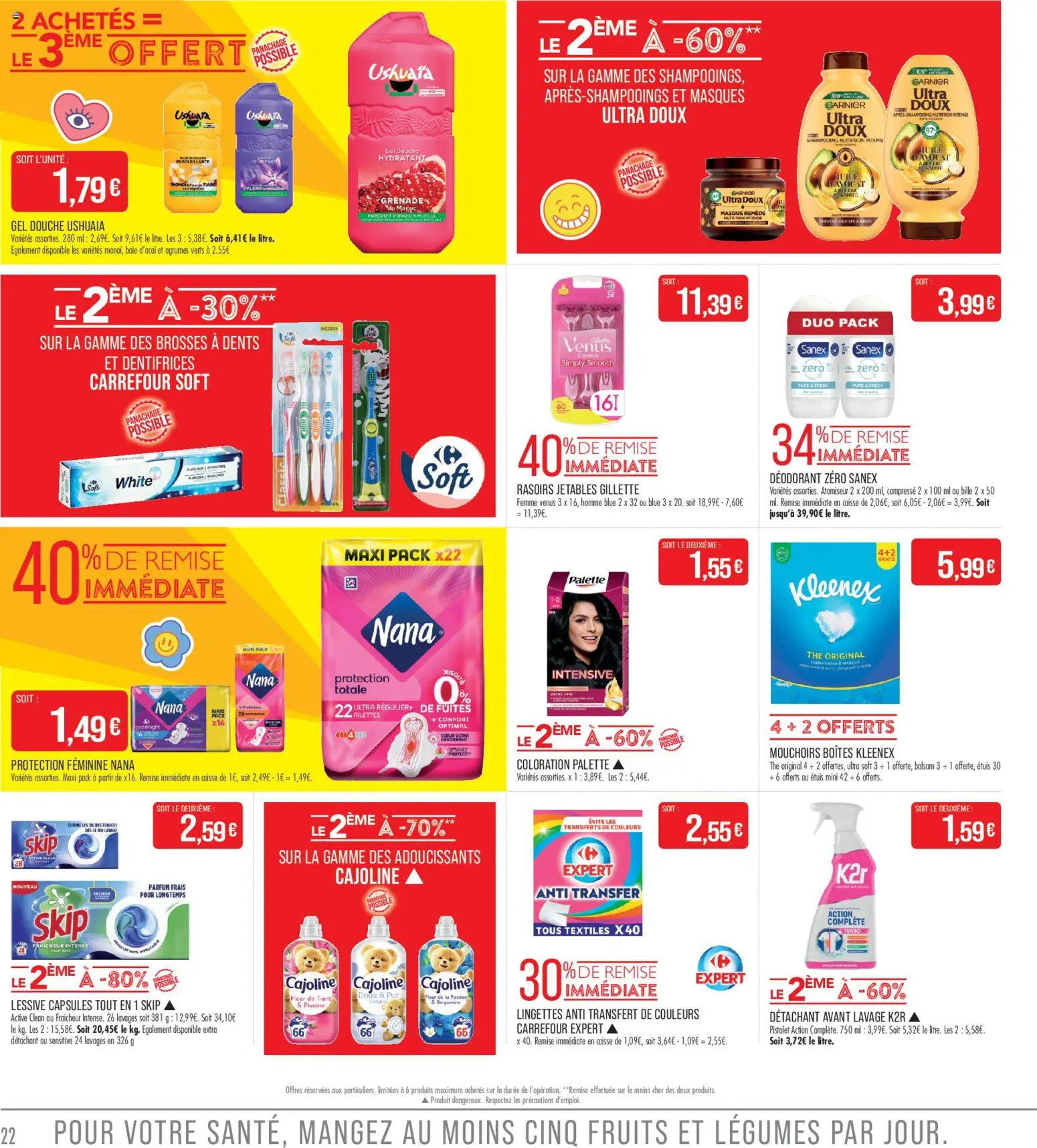 {H1} | Page: 22 | Produits: Shampooing, Détachant, Mouchoirs, Lessive