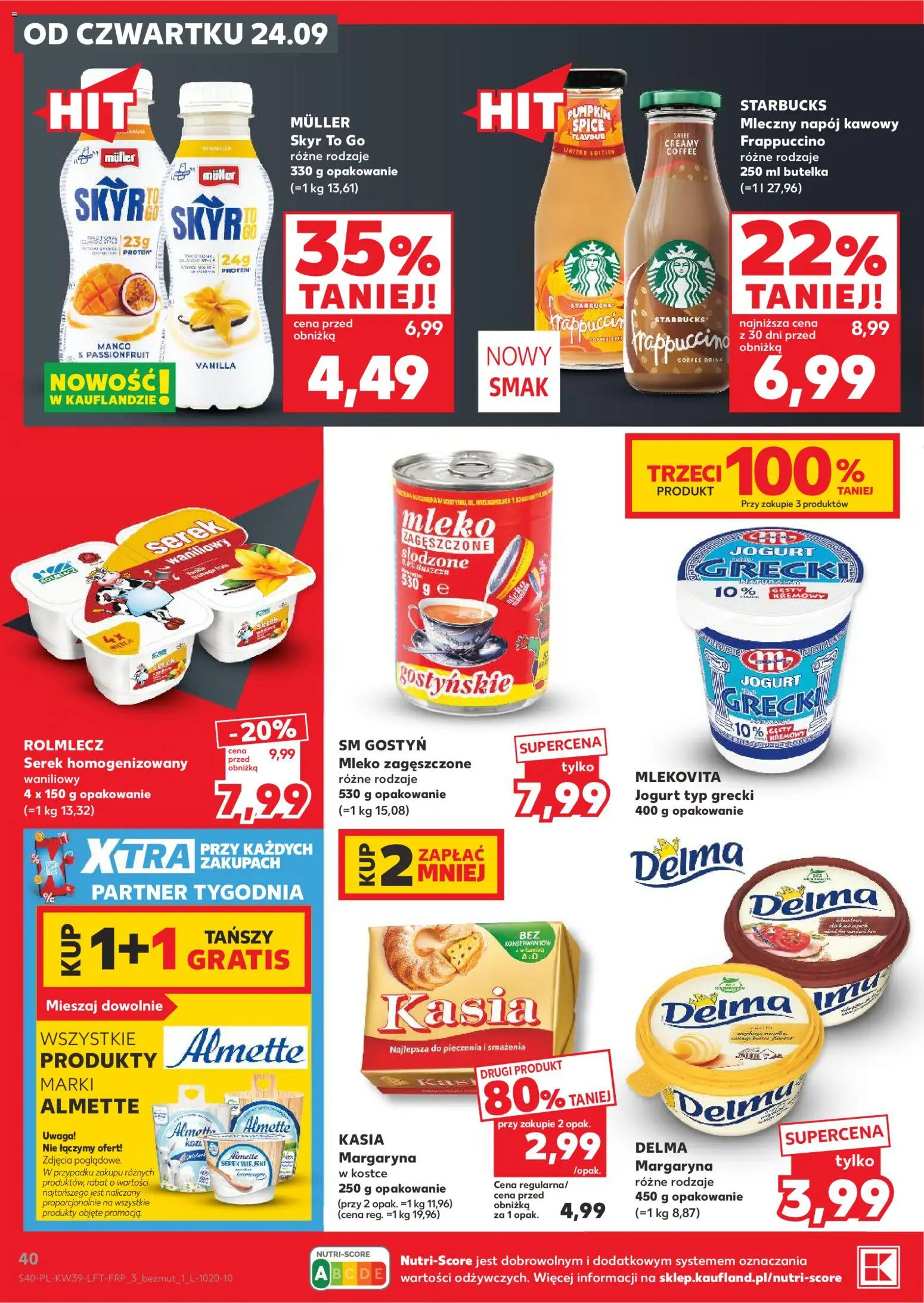 Kaufland Polsko leták od 24.09.2026 | Strana: 40 | Produkty: Mango, Starbucks, Mléko, Skyr