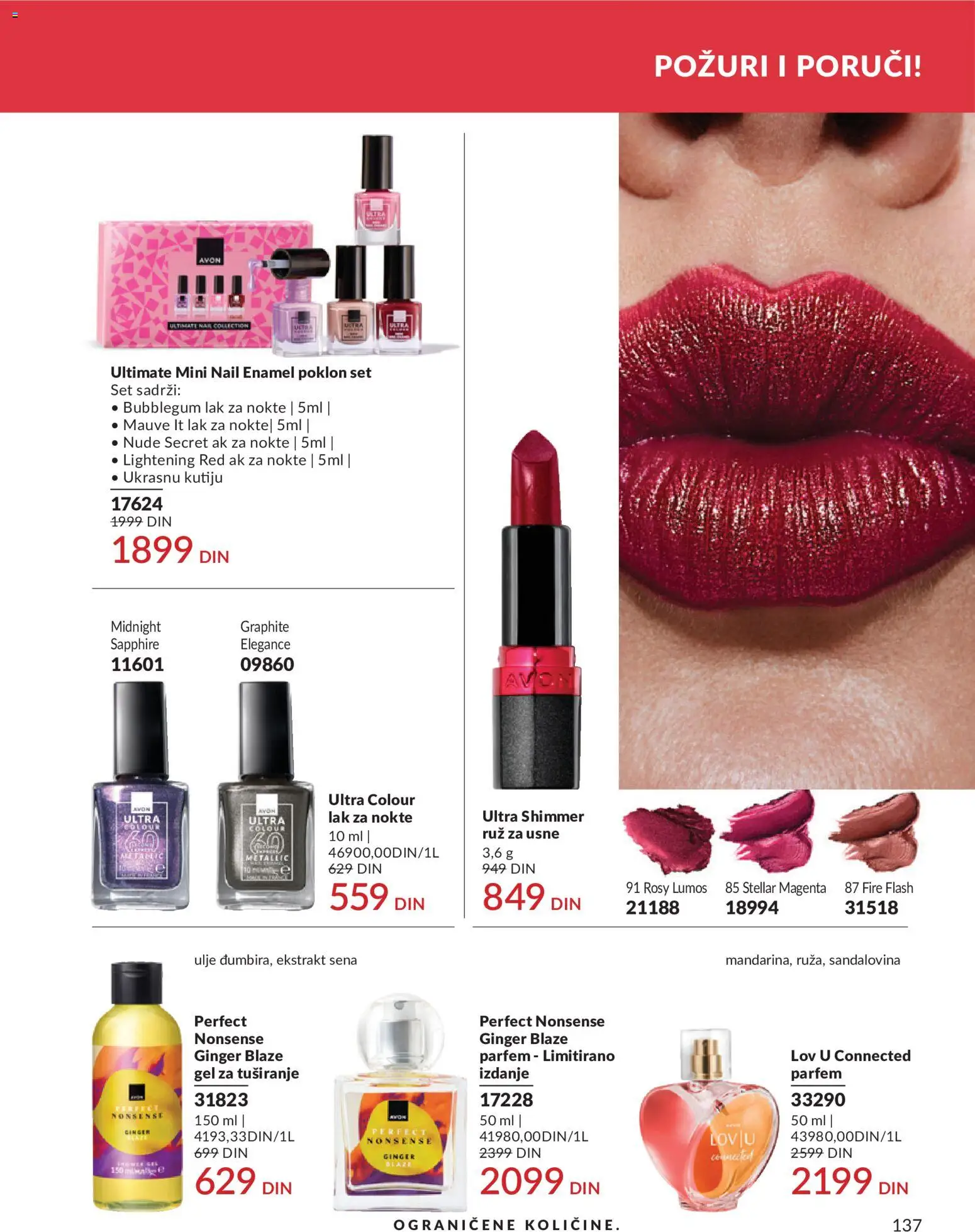 AVON katalog - važi od 01.08.2026 | Strana: 137 | Proizvode: Parfem, Lak za nokte, Ulje, Gel za tuširanje