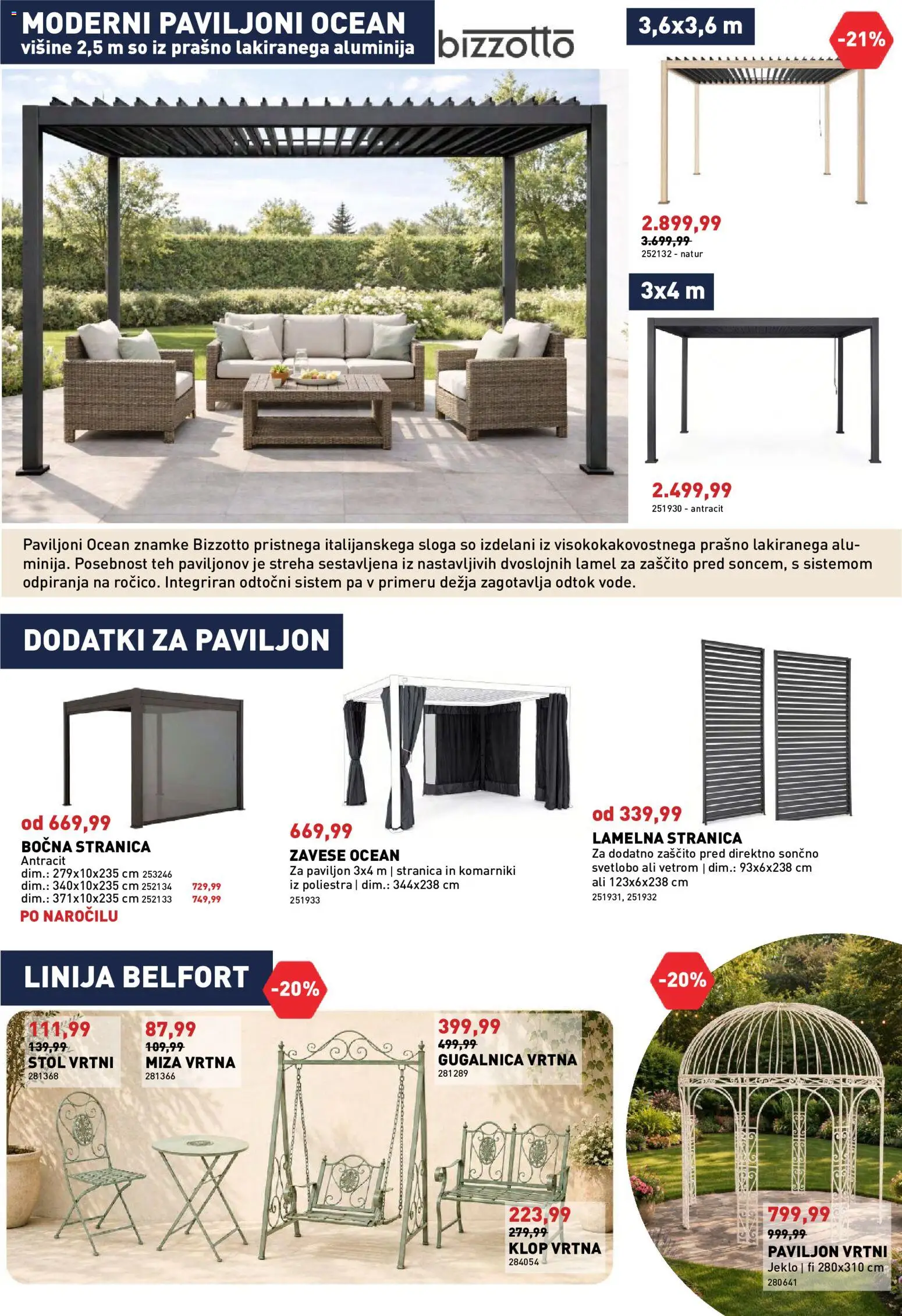 Novi Inpos katalog ponudbe – veljaven od 09.07.2026 | Stran: 5 | Izdelki: Paviljon, Zavese, Miza, Gugalnica