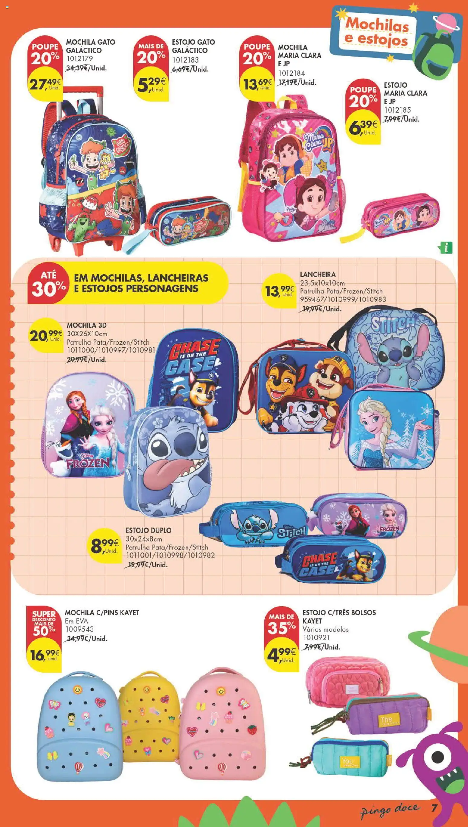 Pingo Doce Regresso às Aulas 2026 Hipers │ válido de 04/08/2026 | Página: 7 | Produtos: Mochila, Mochilas
