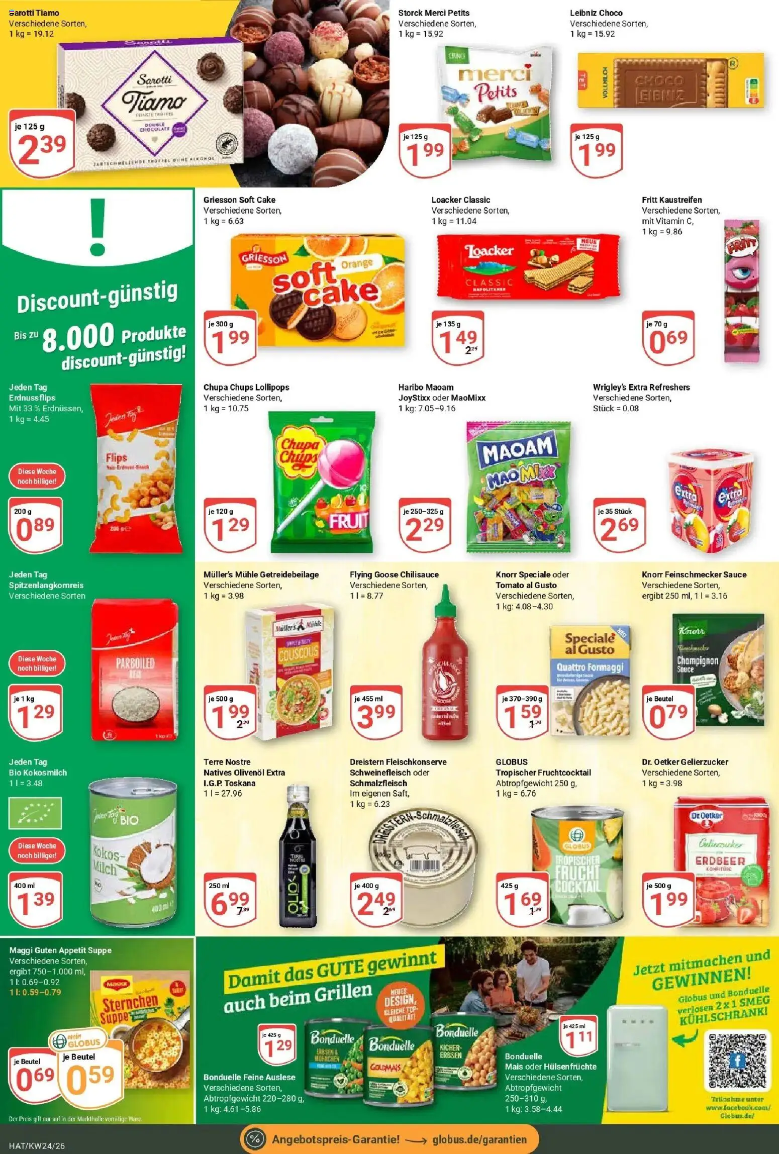 Globus Prospekt Hattersheim – gültig ab 08.06.2026 | Seite: 18 | Produkte: Merci, Haribo, Schweinefleisch, Erbsen