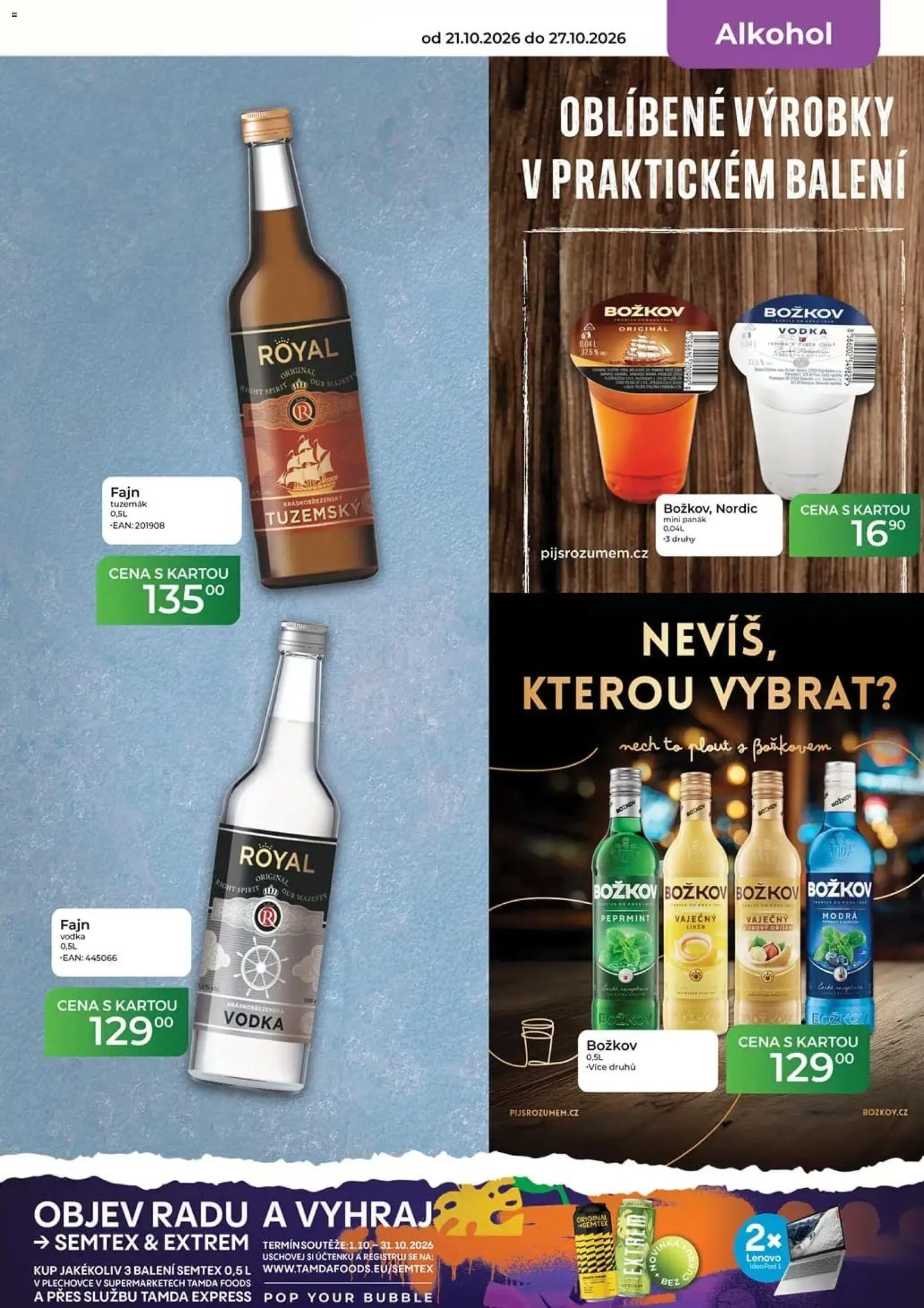 Tamda Foods leták od 21.10.2026 | Strana: 15 | Produkty: Božkov, Panák, Božkov originál, Alkohol