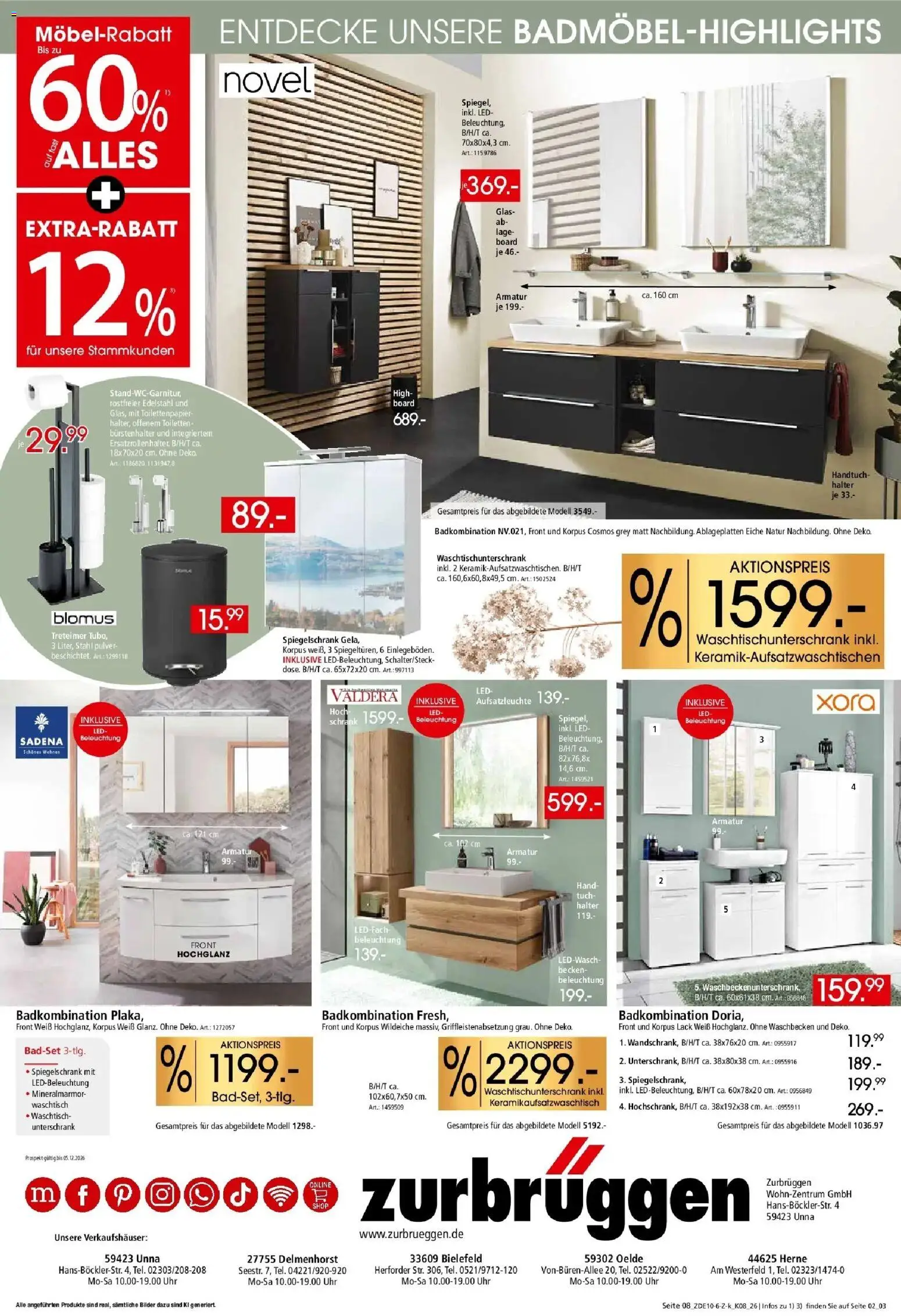 Zurbrüggen - Zurbrüggen: Küchen Vorteilswochen (ab 24.10.2026) zum Blättern | Seite: 22 | Produkte: Unterschrank, Bilder, Uhr, Toilettenpapier