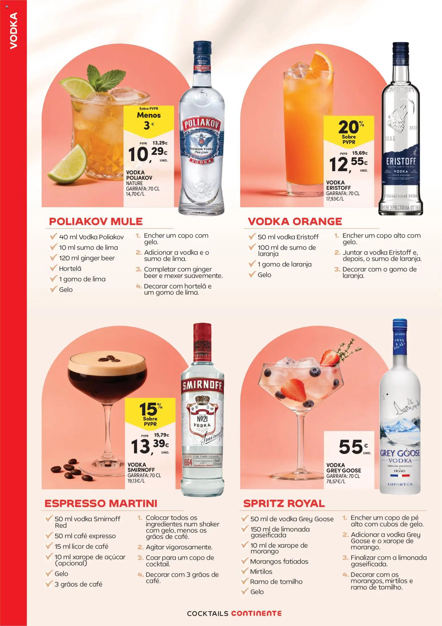 Continente - Cocktails │ válido de 14/07/2026 | Página: 20 | Produtos: Licor, Morangos, Xarope, Mirtilos