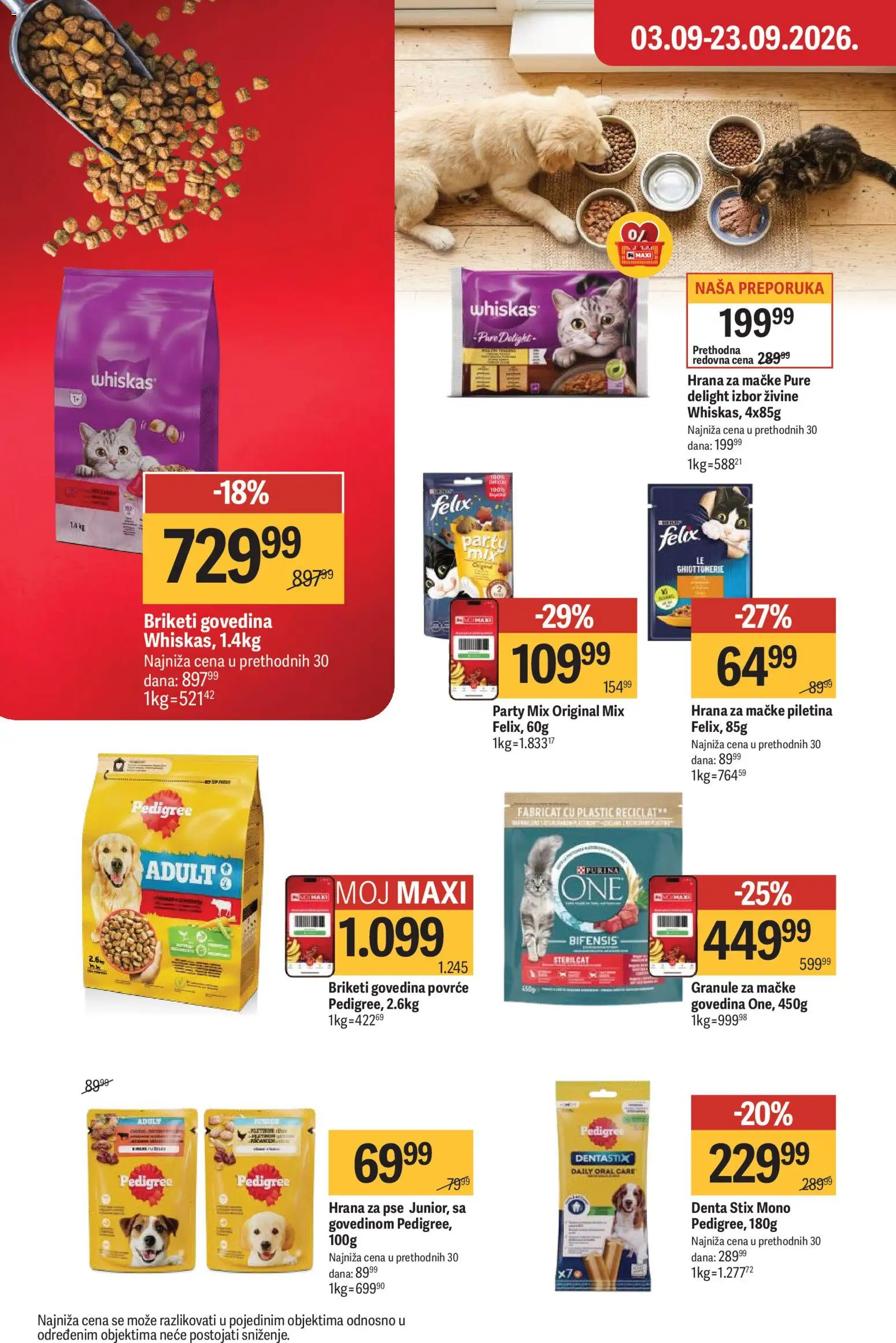 Maxi katalog - važi od 03.09.2026 | Strana: 46 | Proizvode: Pedigree, Purina, Whiskas hrana za mačke, Granule