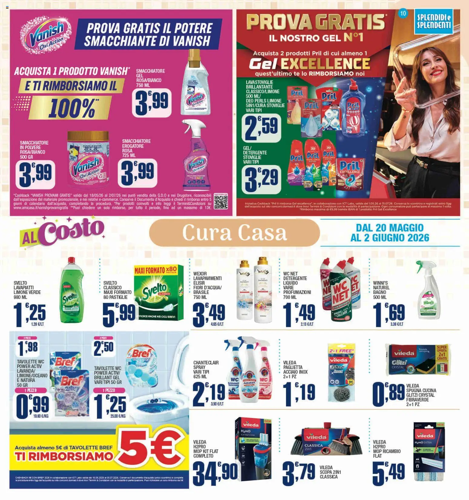 Volantino Splendidi e Splendenti del 20.05.2026 | Pagina: 10 | Prodotti: Spugna, Anticalcare, Lavastoviglie, Bagno