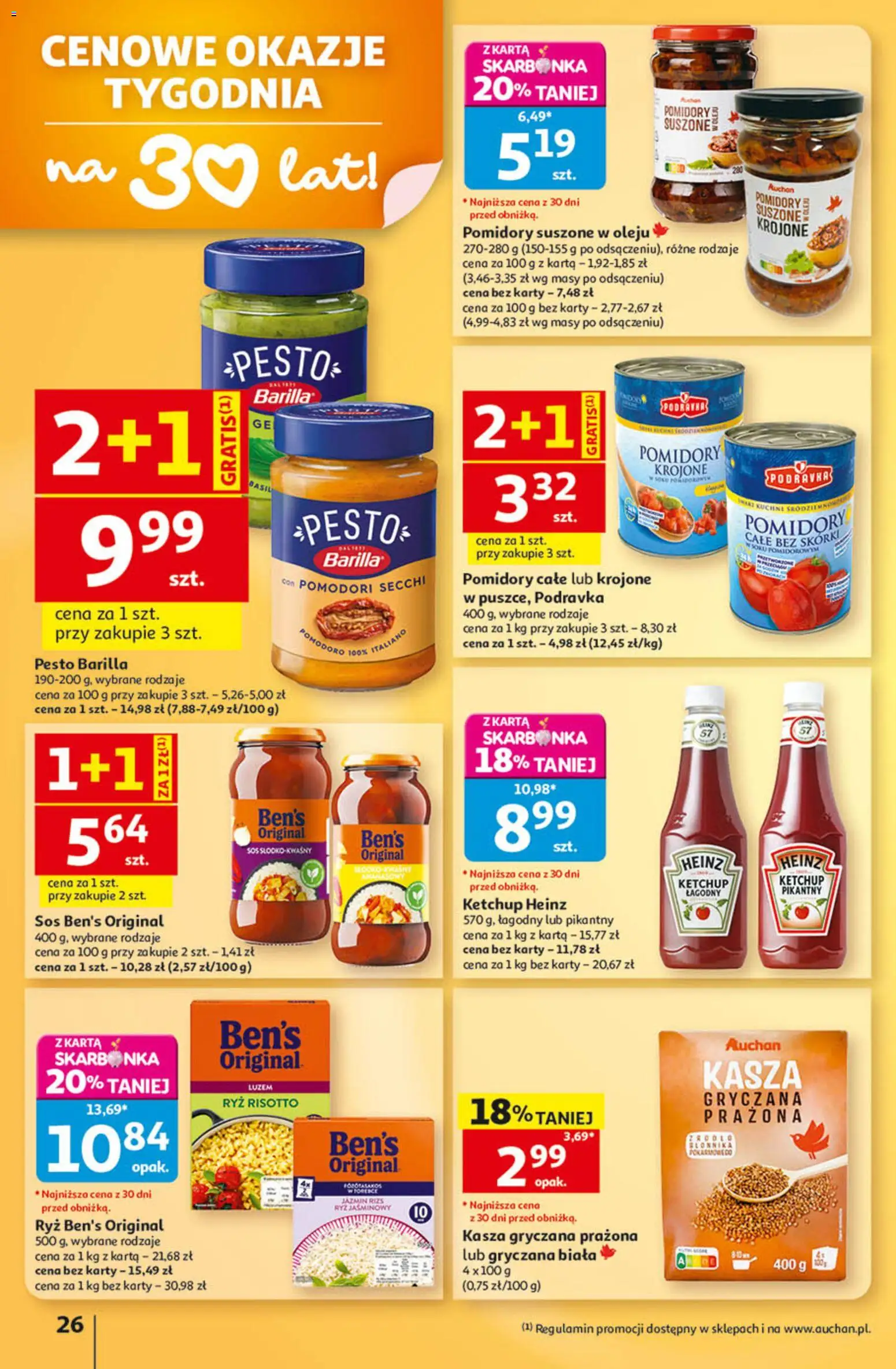 Auchan gazetka - 30 Lat Hipermarket od 24.09.2026 | Strona: 26 | Produkty: Kasza gryczana, Suszone pomidory, Risotto, Sos