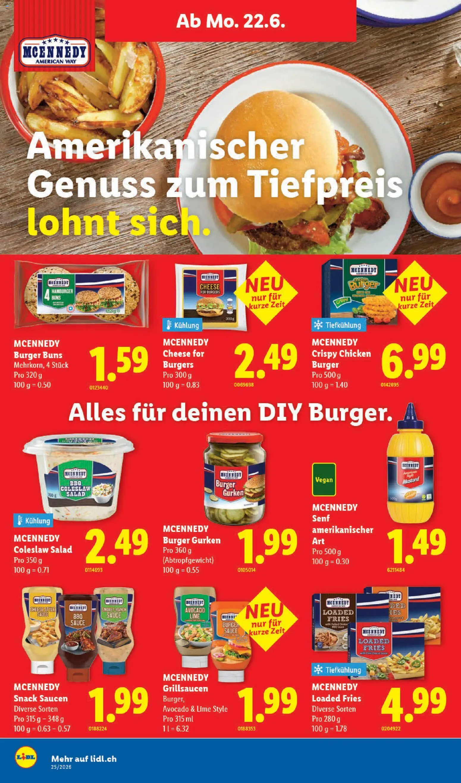 Lidl aktionen – gültig ab 18.06.2026 | Seite: 22 | Produkte: Burger, Avocado, Gurken