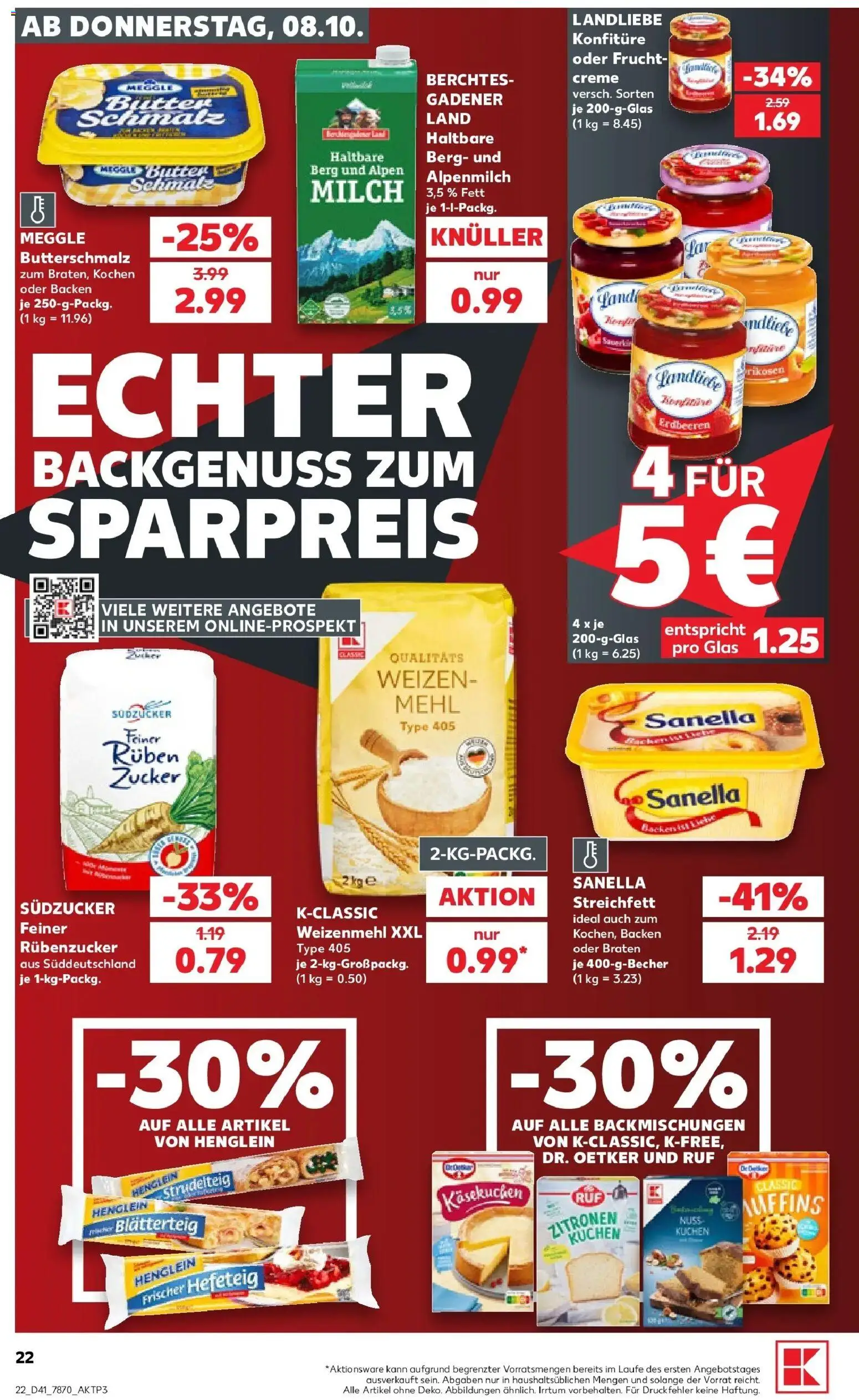 Prospekt Kaufland ab 05.10.2026 » Angebote Online zum Blättern | Seite: 32 | Produkte: Butterschmalz, Mehl, Milch, Zucker