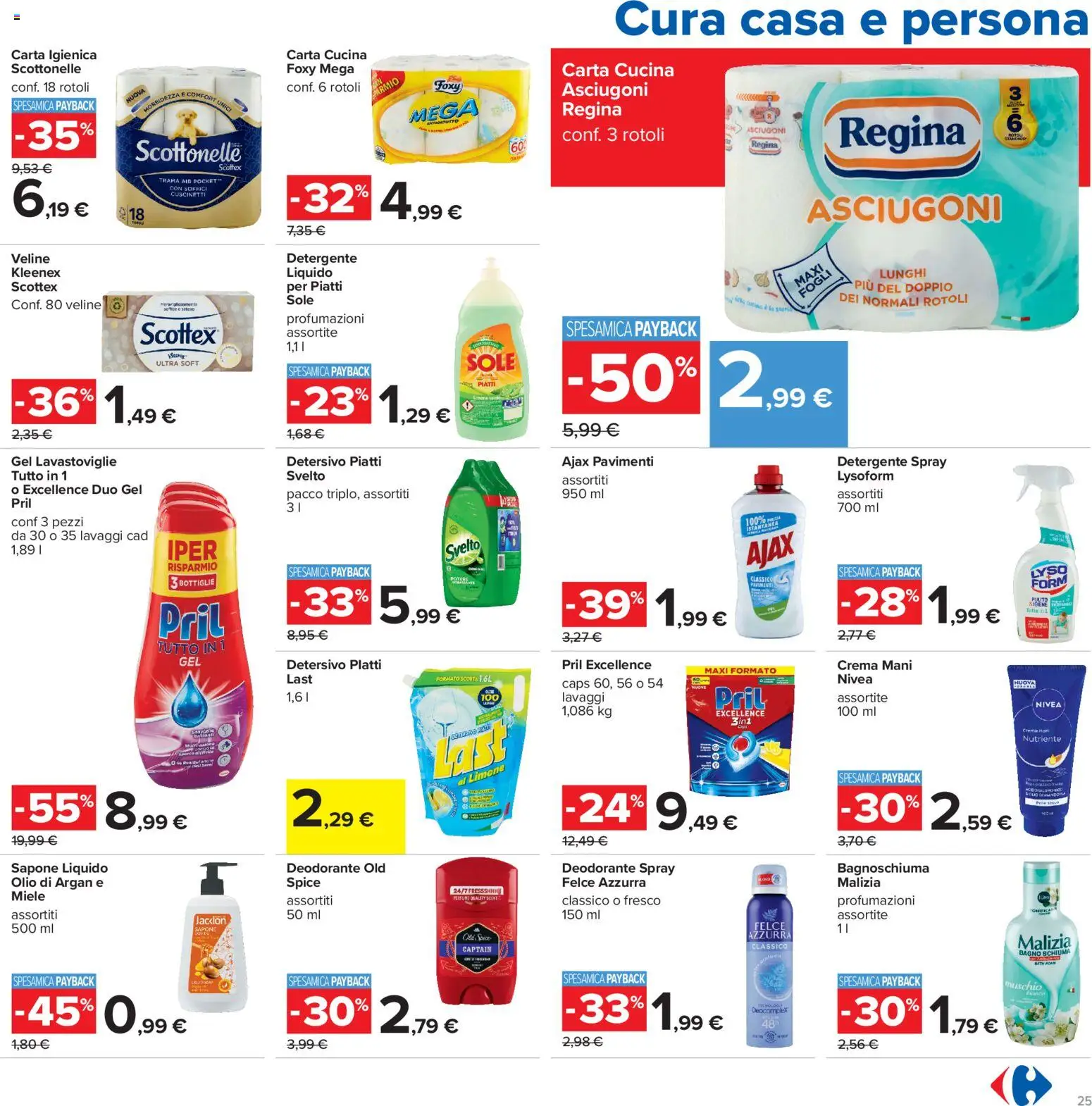 Volantino Carrefour del 13/10/2026 | Pagina: 25 | Prodotti: Sapone, Deodorante, Piatti, Olio