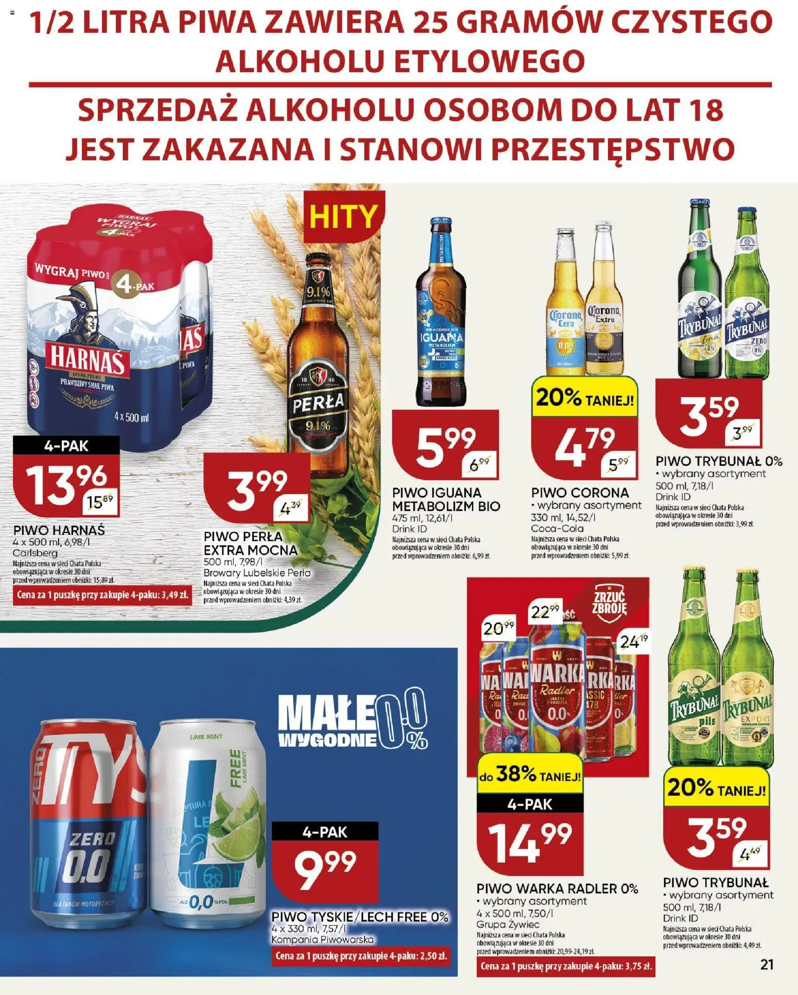 Chata Polska gazetka od 21.05.2026 | Strona: 4 | Produkty: Piwo Warka, Harnaś, Piwo, Owoce