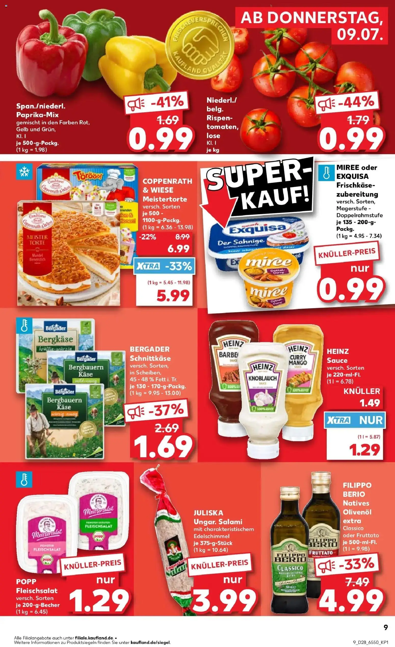 Kaufland Prospekt Rheda-Wiedenbrück – gültig ab 09.07.2026 | Seite: 9 | Produkte: Käse, Mango, Knoblauch, Frischkase