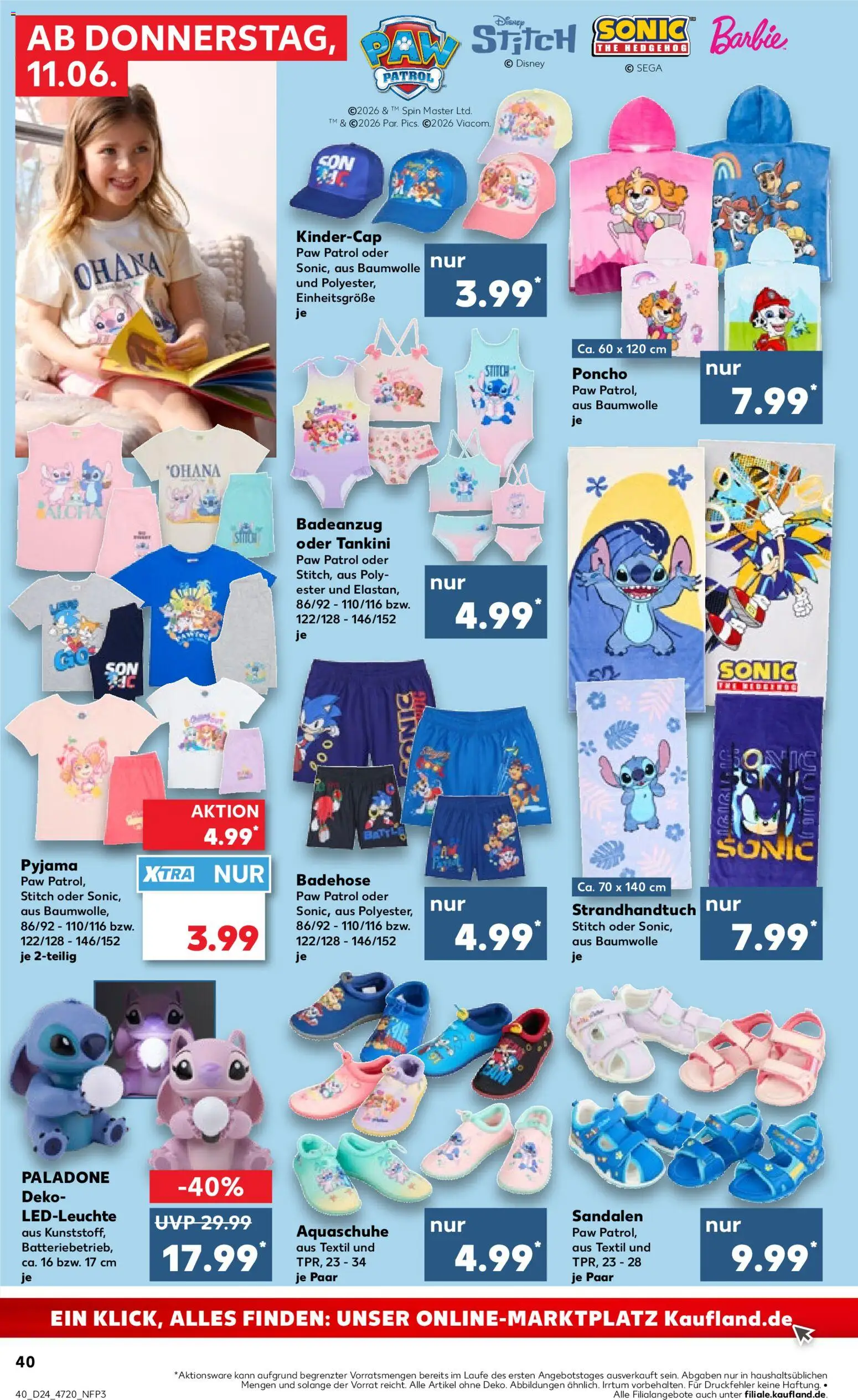 Kaufland Prospekt Hannover – gültig ab 11.06.2026 | Seite: 40 | Produkte: Tankini, Poncho, Badeanzug, Sandalen