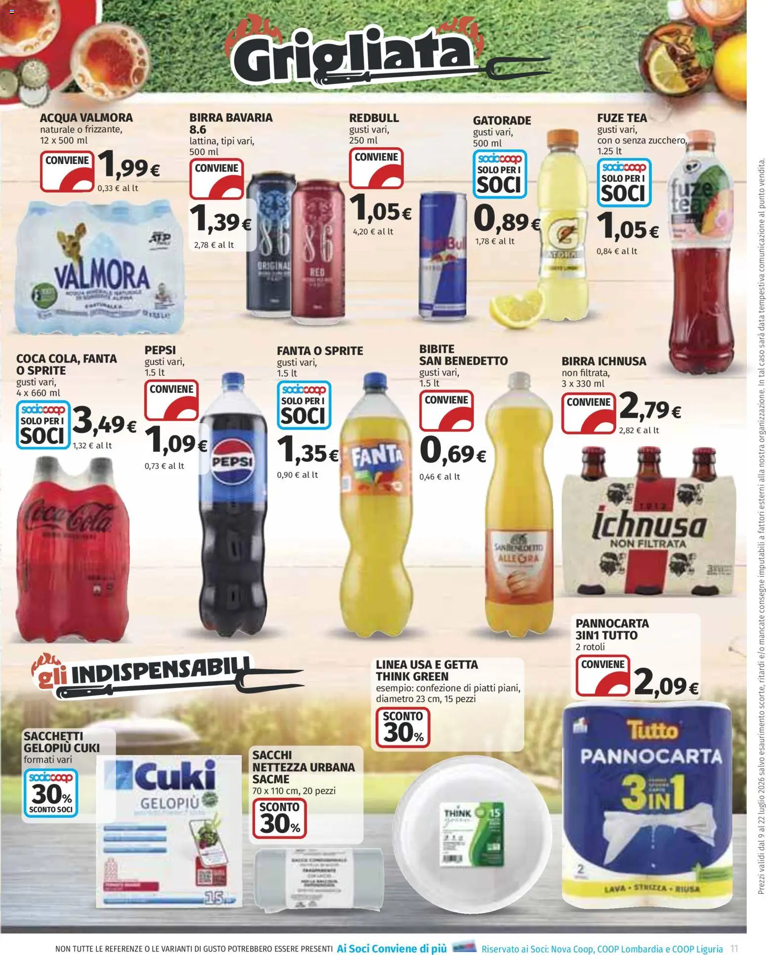 Volantino COOP del 09/07/2026 | Pagina: 11 | Prodotti: Birra, Acqua, Bibite, Pepsi