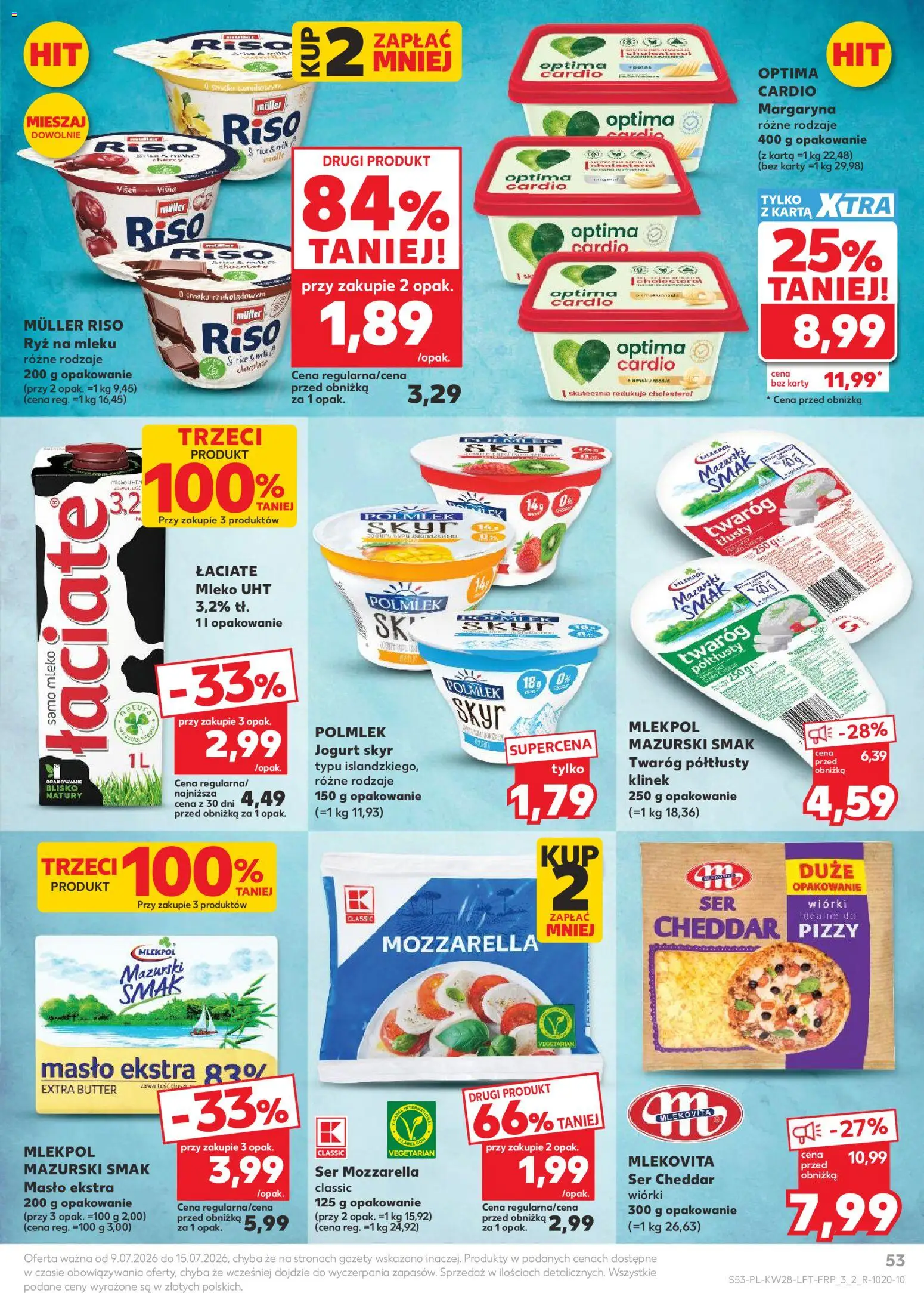 Kaufland Polsko leták od 09.07.2026 | Strana: 53 | Produkty: Mléko, Karty, Mozzarella, Cheddar
