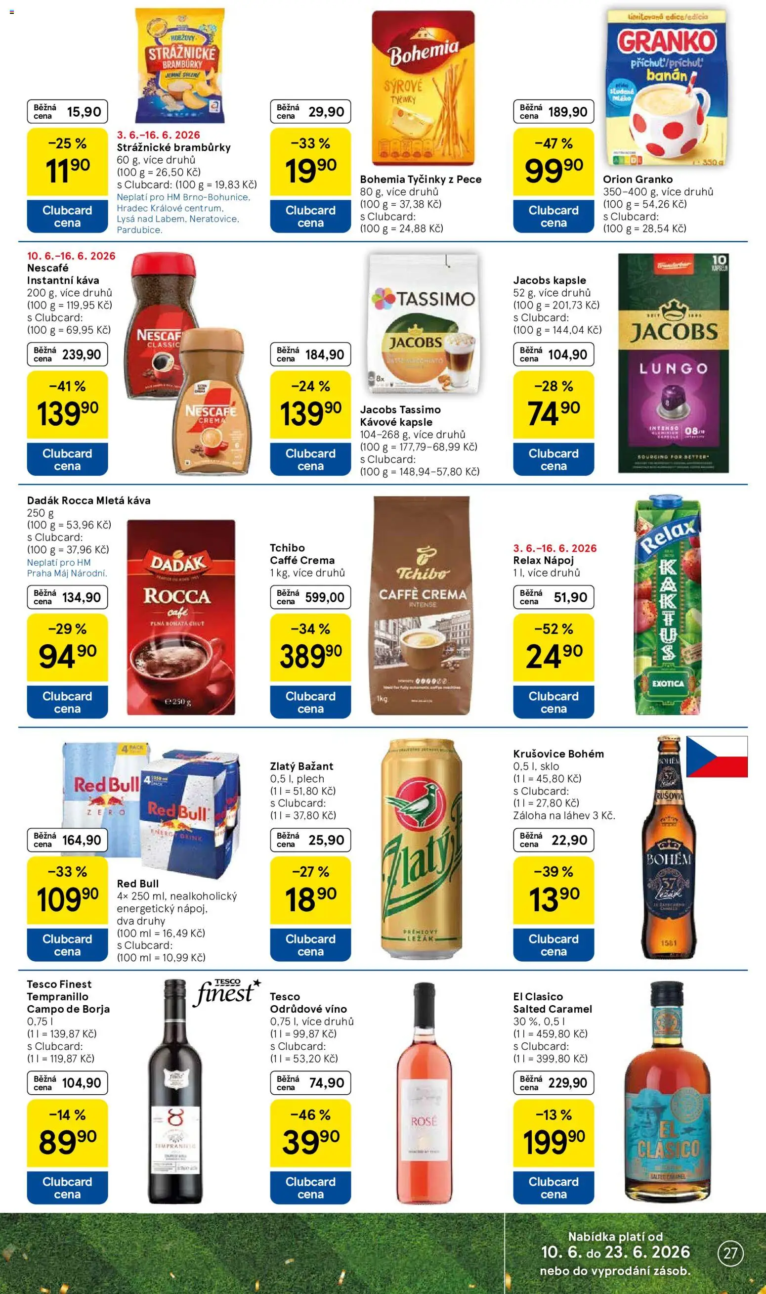 Tesco leták - Hypermarket od 10.06.2026 | Strana: 27 | Produkty: Finest, Plech, Red Bull, Caffè crema