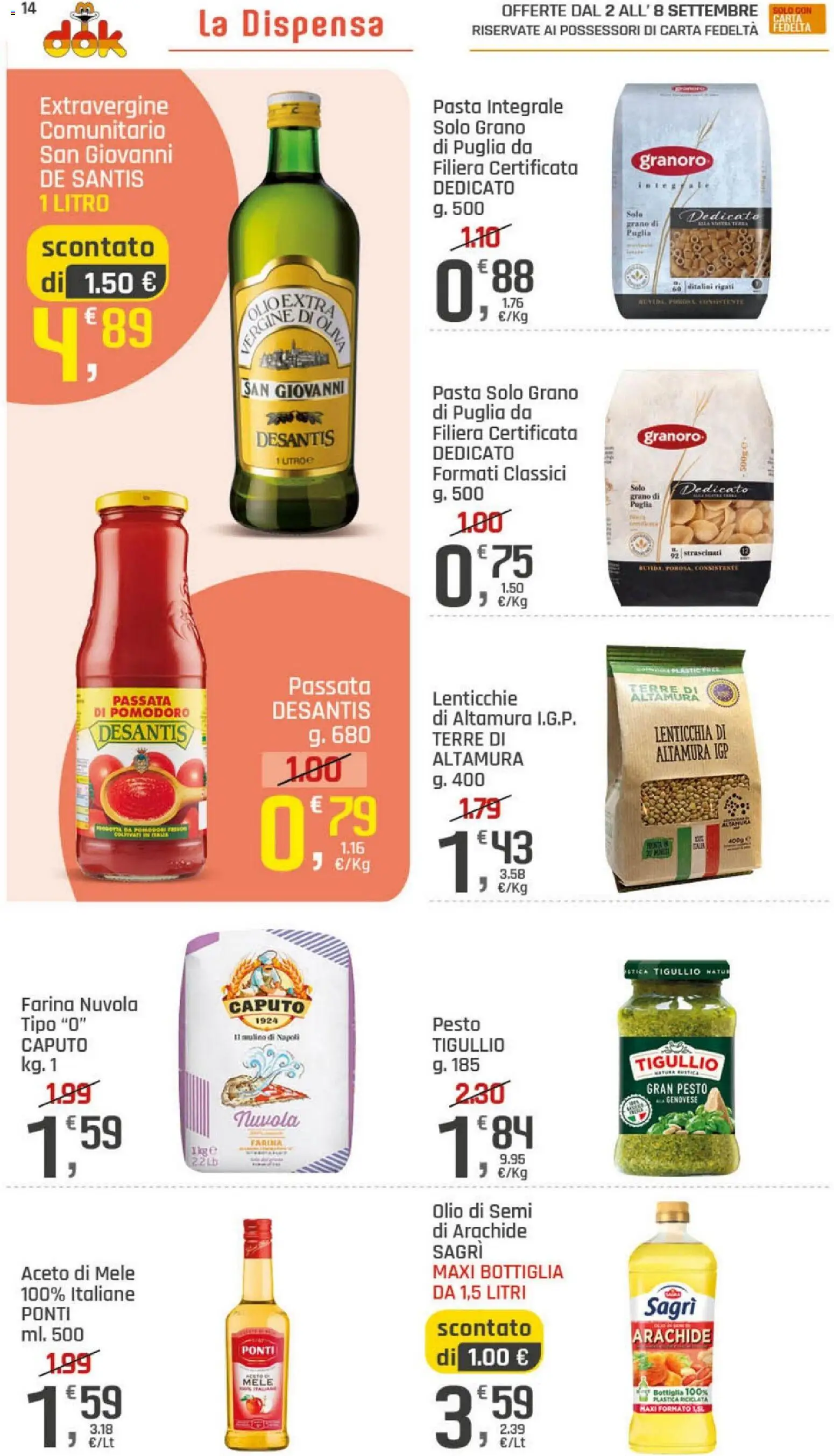 Volantino DOK del 02/09/2026 | Pagina: 14 | Prodotti: Olio di semi, Pomodoro, Olio, Pesto