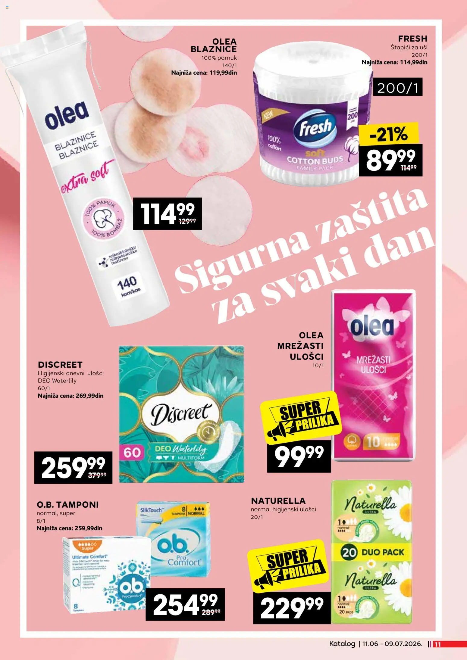 Mercator katalog - važi od 11.06.2026 | Strana: 11 | Proizvode: Higijenski ulošci