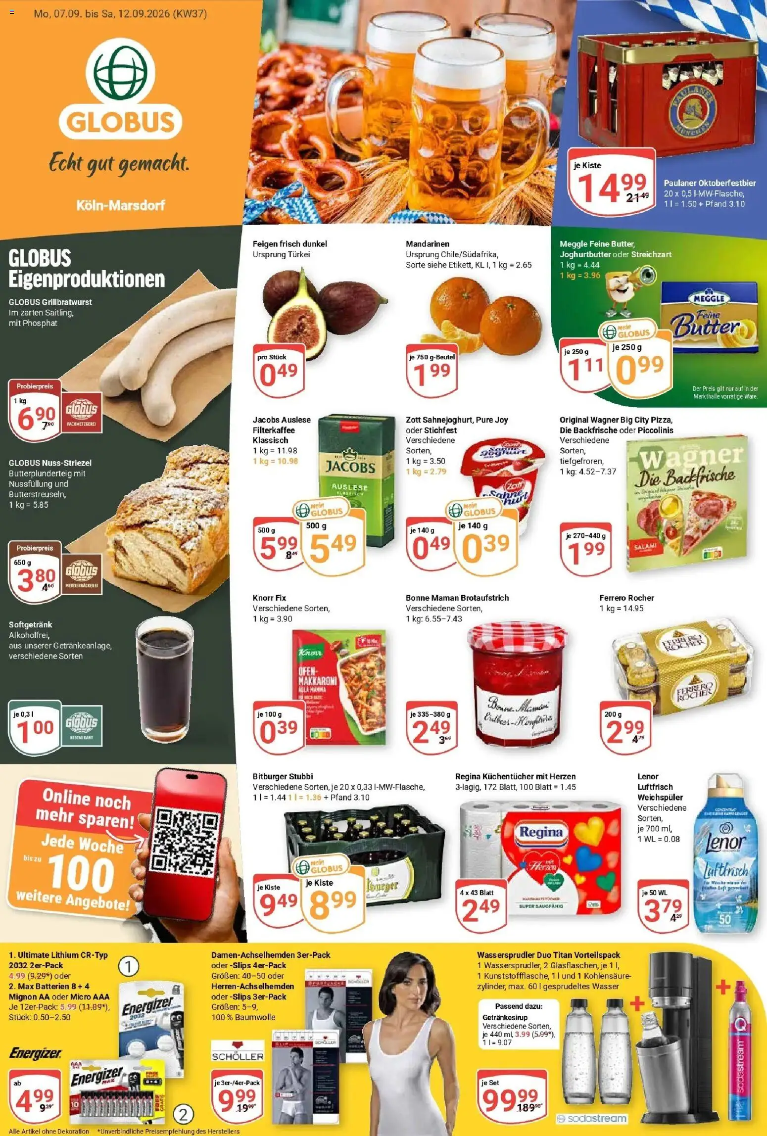 Globus Prospekt Köln – gültig ab 07.09.2026 | Seite: 3 | Produkte: Batterien, Knorr, Wasser, Piccolinis