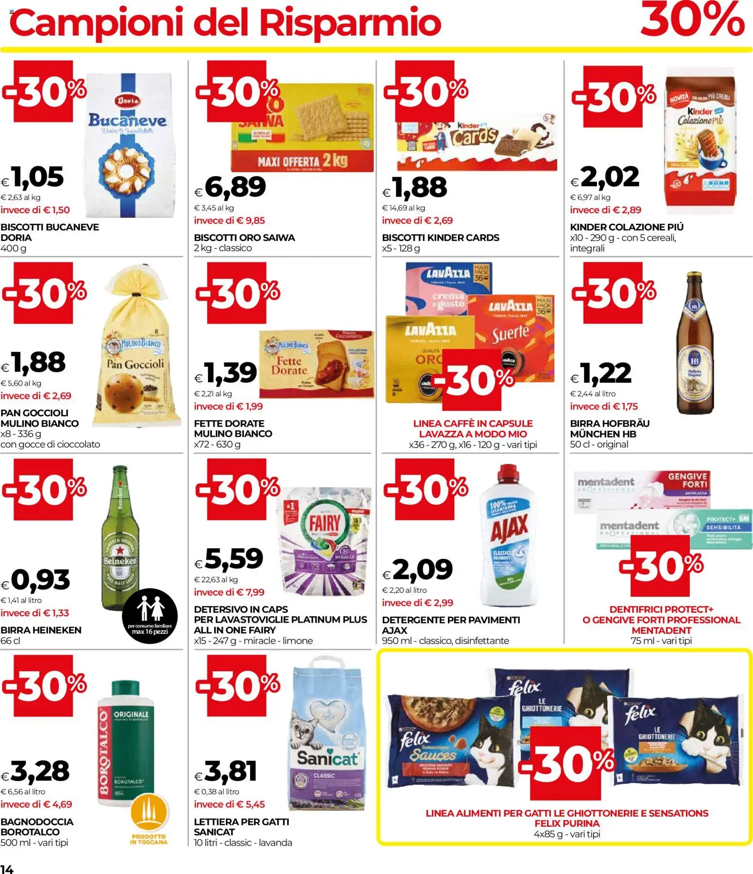 Volantino COOP del 30/07/2026 | Pagina: 14 | Prodotti: Crema, Cioccolato, Lettiera per gatti, Biscotti