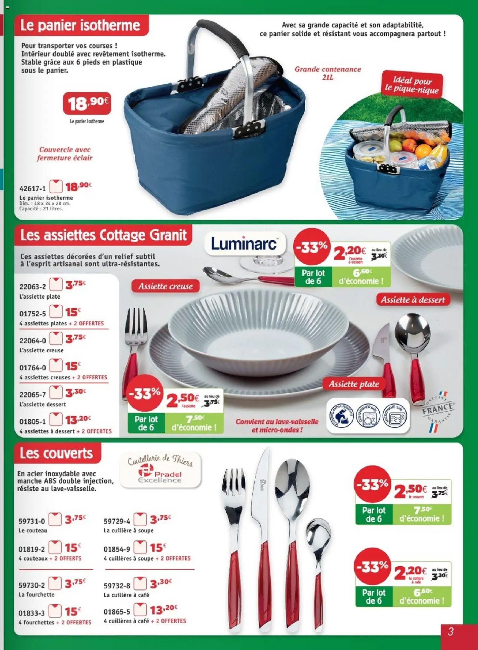 {H1} | Page: 3 | Produits: Soupe, Cuillères, Fourchettes, Panier