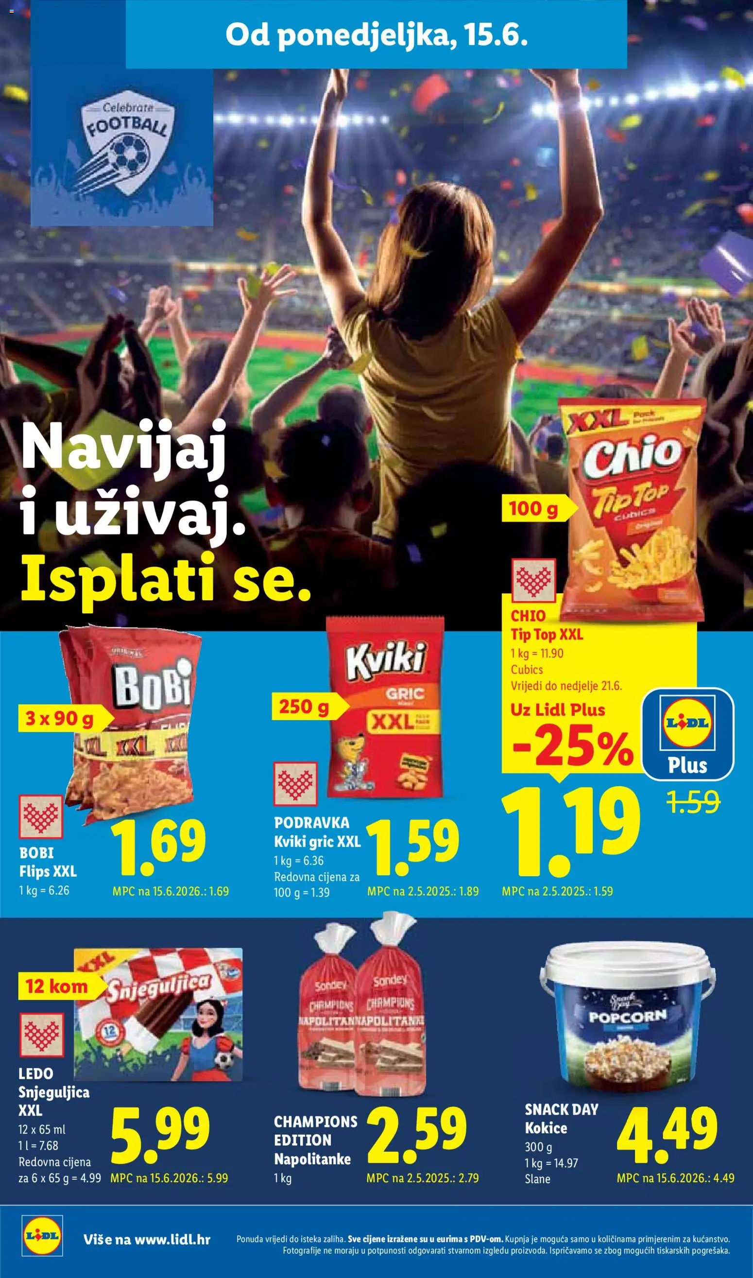Lidl katalog | vrijedi od 15.06.2026 | Stranica: 10 | Proizvodi: Flips, Podravka, Ledo, Kokice