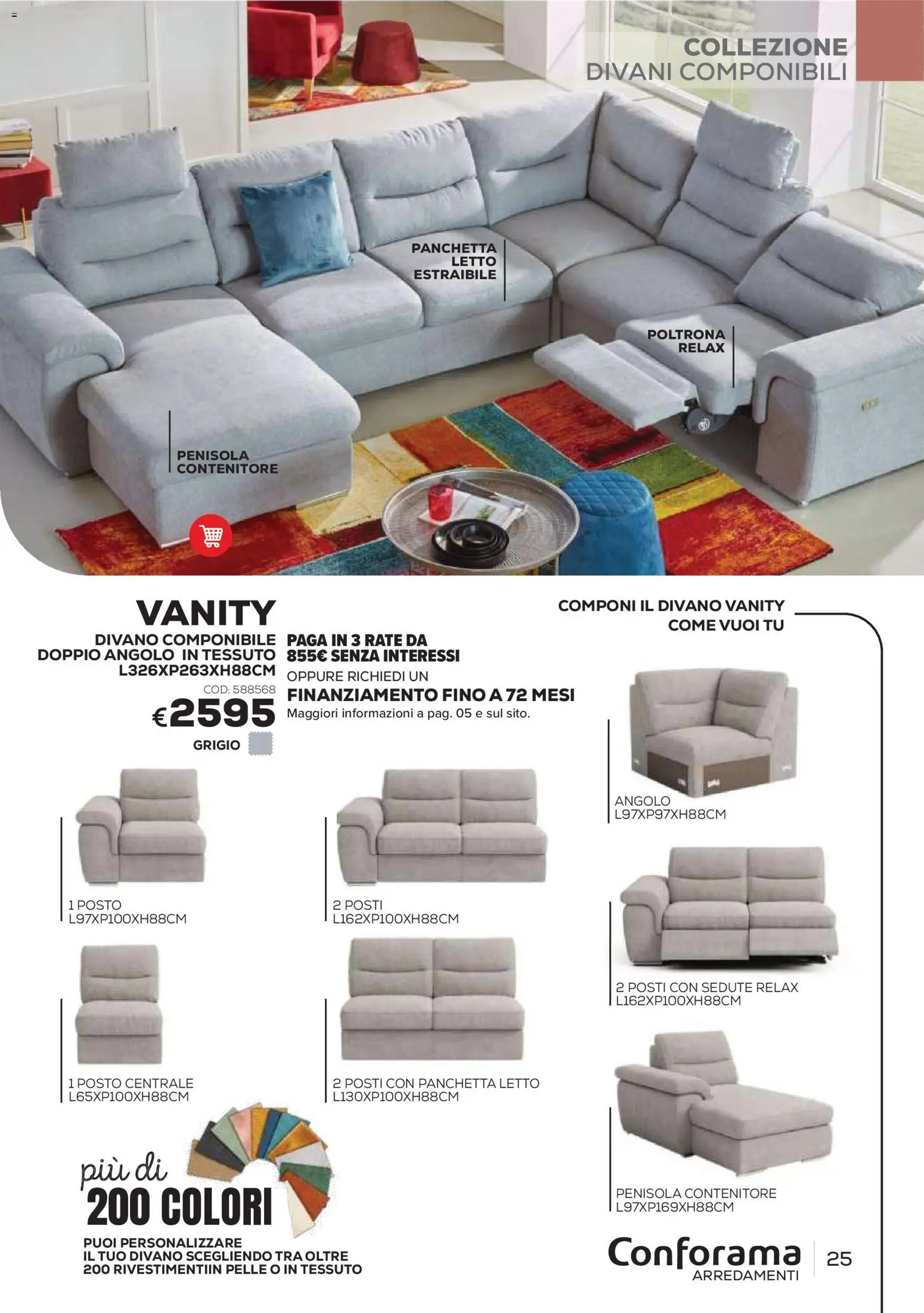 Volantino Conforama del 22/06/2026 | Pagina: 25 | Prodotti: Contenitore, Letto, Divano, Poltrona