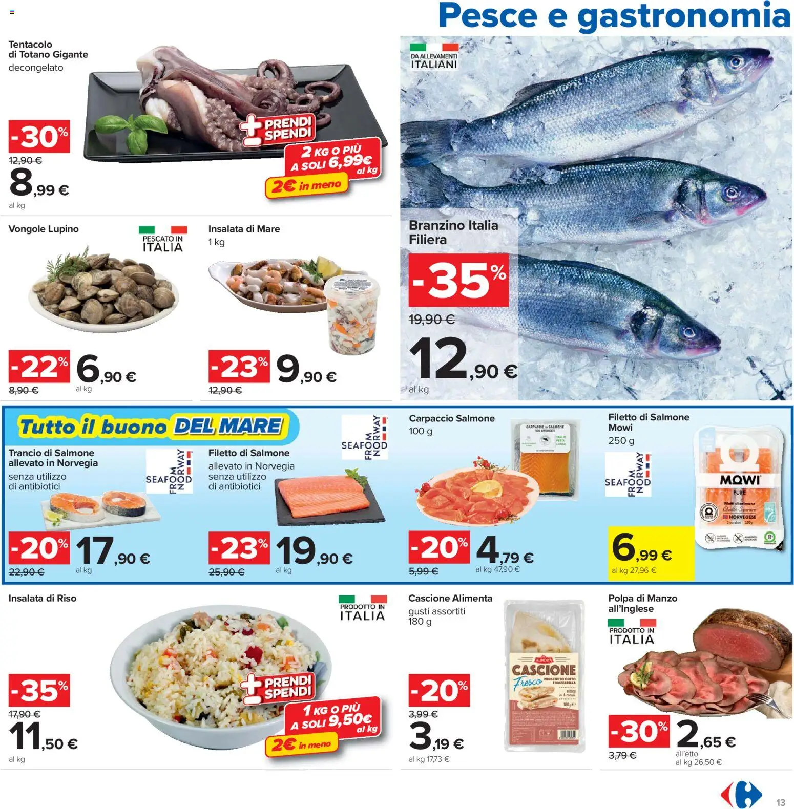 Volantino Carrefour del 19.05.2026 | Pagina: 13 | Prodotti: Prosciutto Cotto, Riso, Manzo, Insalata