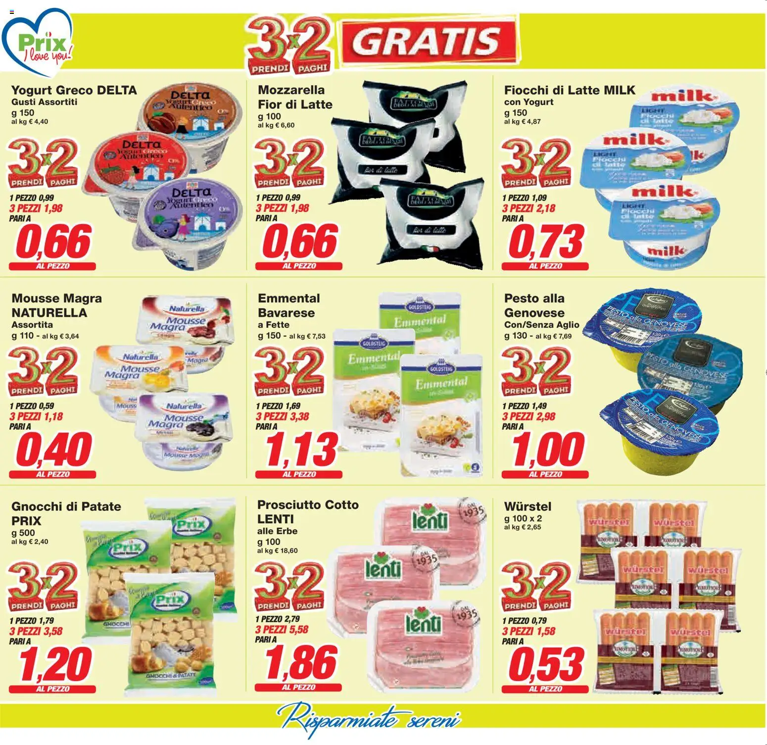 Volantino Prix del 10.04.2026 | Pagina: 5 | Prodotti: Yogurt, Mozzarella, Latte, Pesto