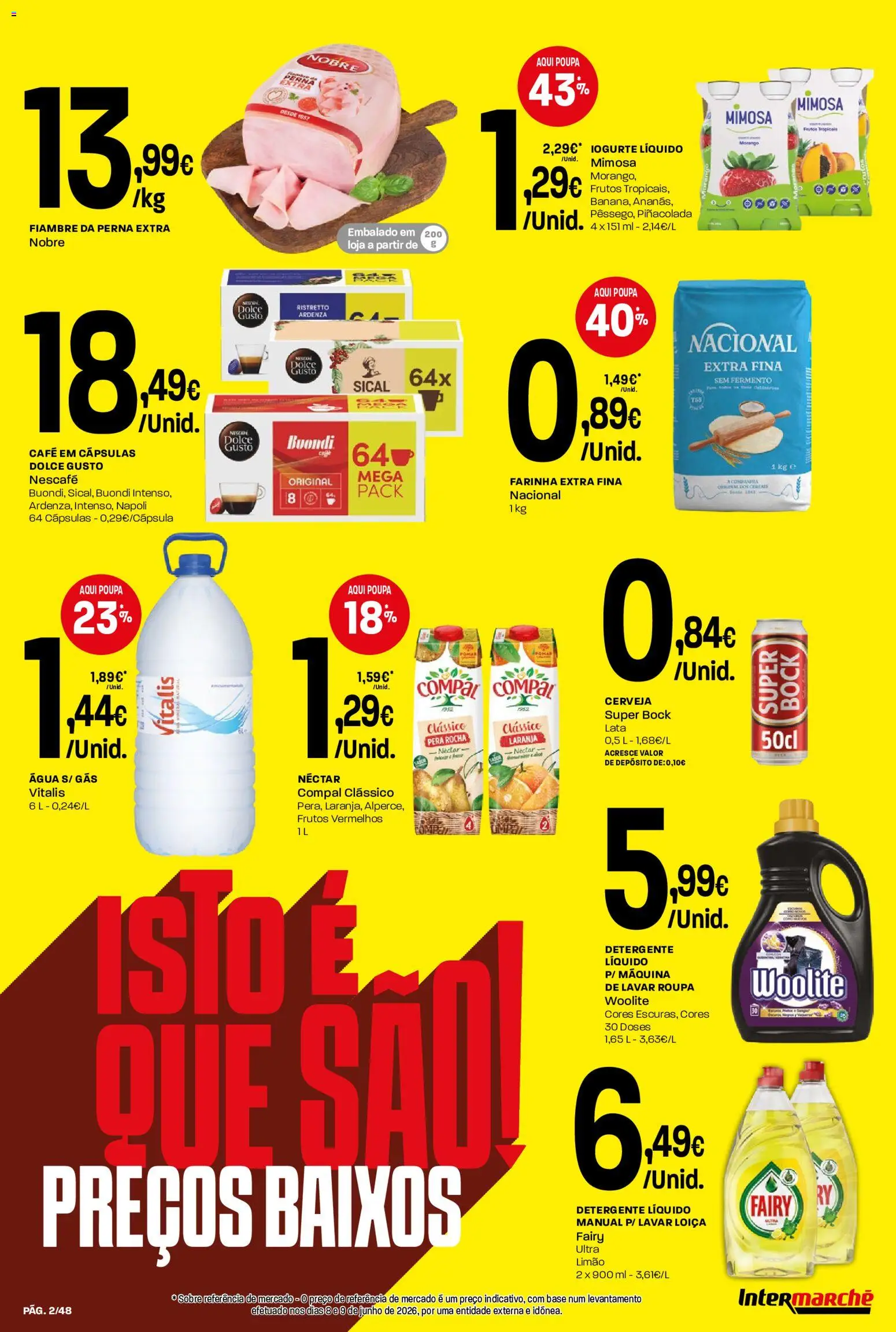 Intermarché folheto │ válido de 09/07/2026 | Página: 2 | Produtos: Super bock, Detergente, Iogurte, Café