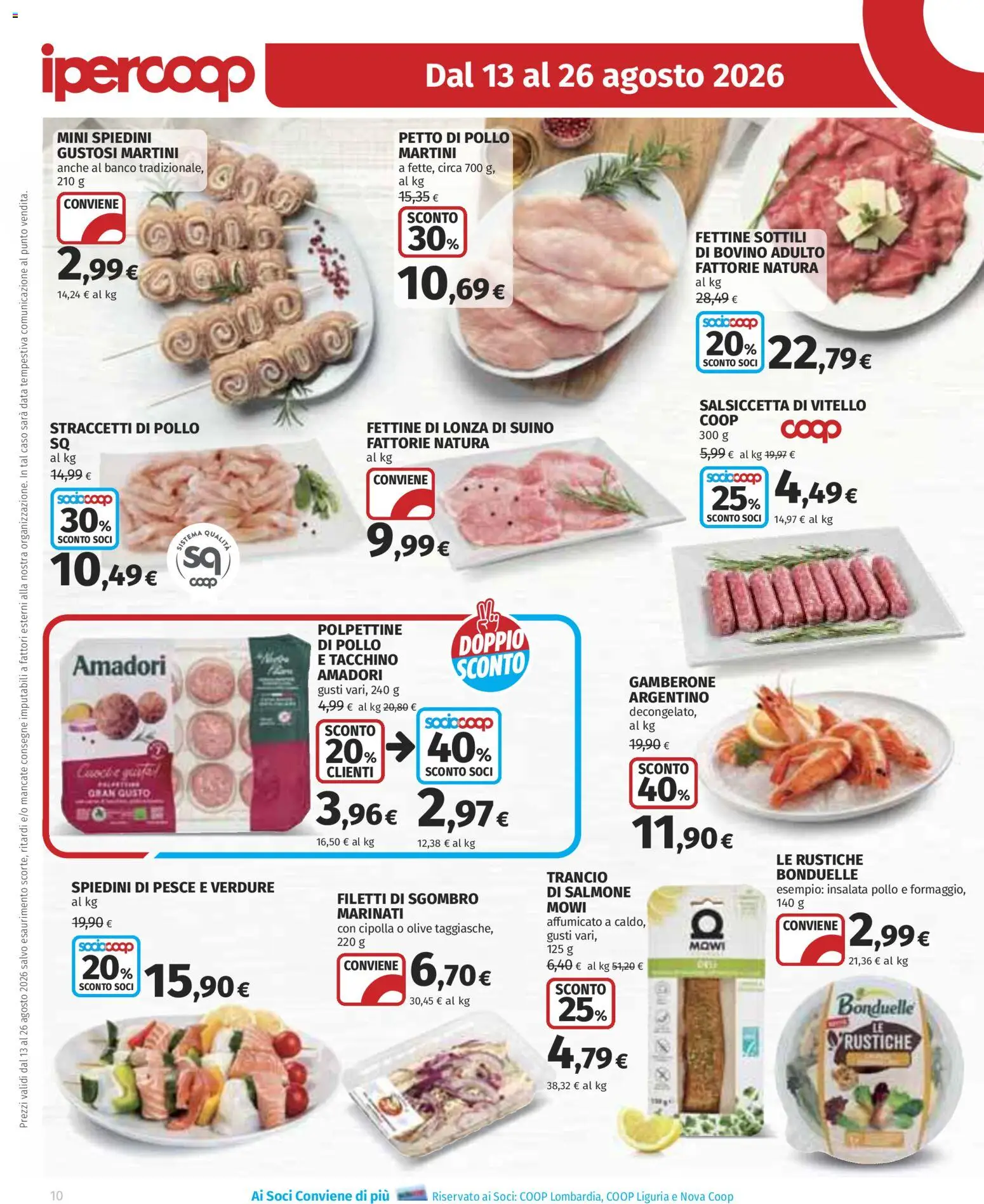 Volantino Ipercoop del 13/08/2026 | Pagina: 10 | Prodotti: Bovino, Tacchino, Cipolla, Vitello