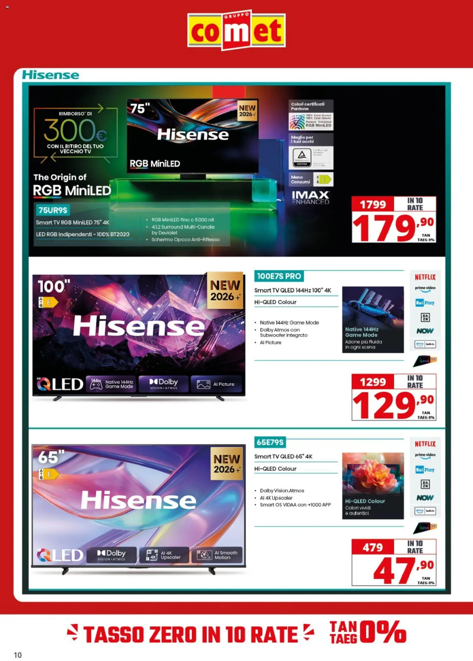 Volantino Comet del 09/10/2026 | Pagina: 10 | Prodotti: Schermo, smart TV, TV, Video