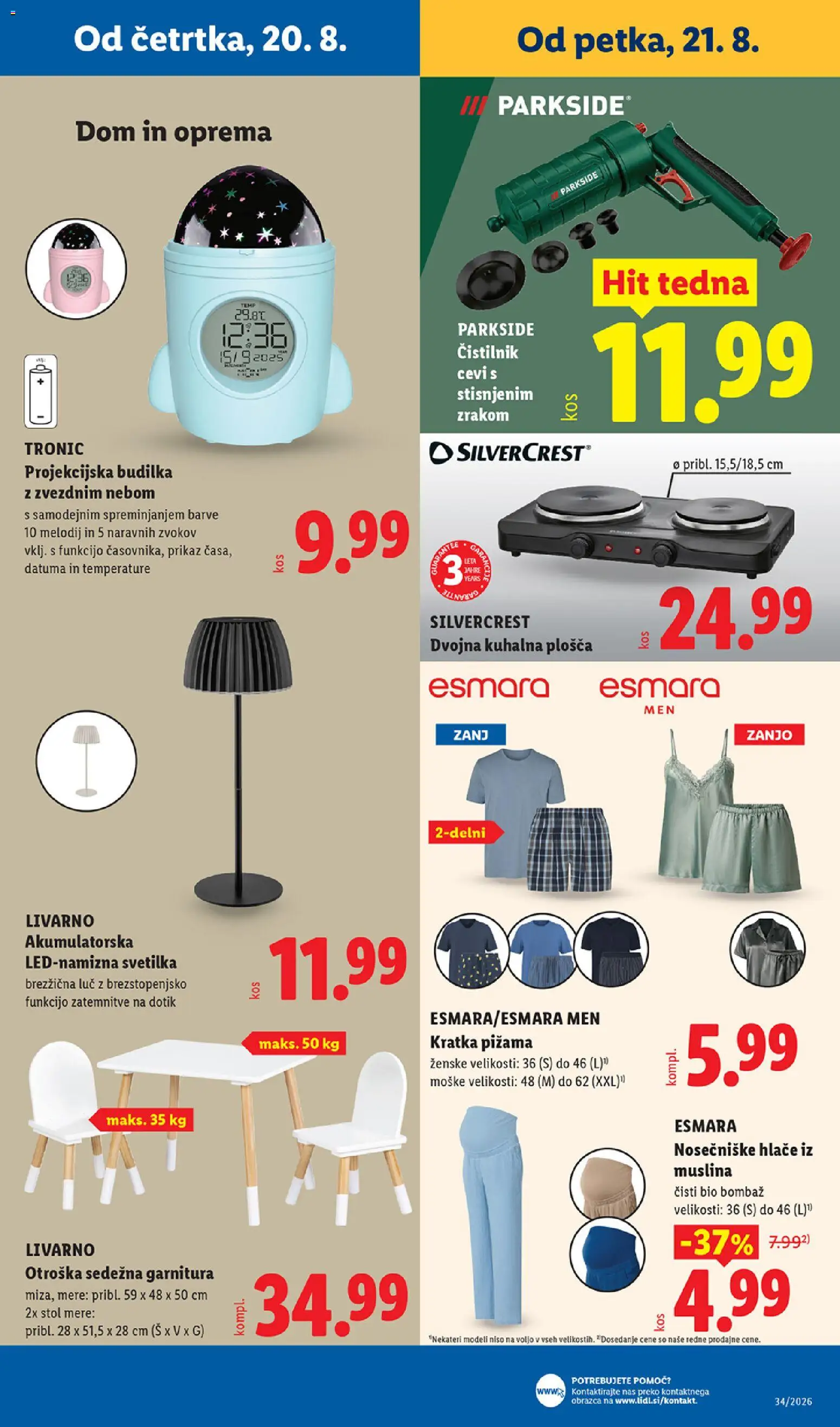 Novi Lidl katalog ponudbe – veljaven od 20.08.2026 | Stran: 35 | Izdelki: Budilka, Stol, Svetilka, Hlace
