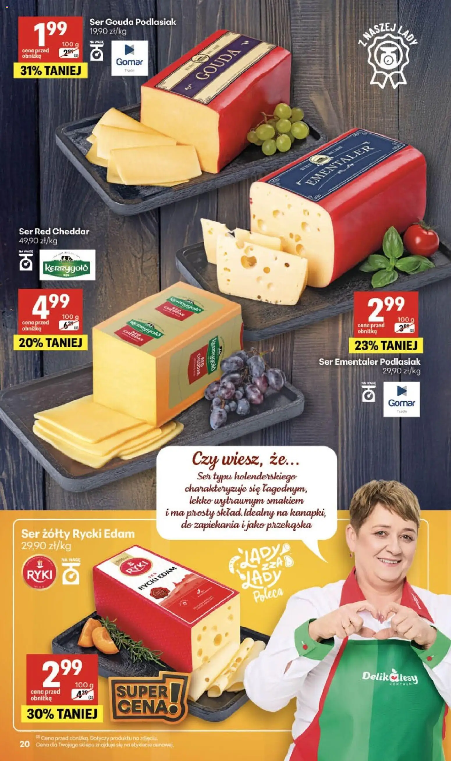 Delikatesy Centrum gazetka od 08.10.2026 | Strona: 20 | Produkty: Delikatesy, Ser, Cheddar, Ser gouda