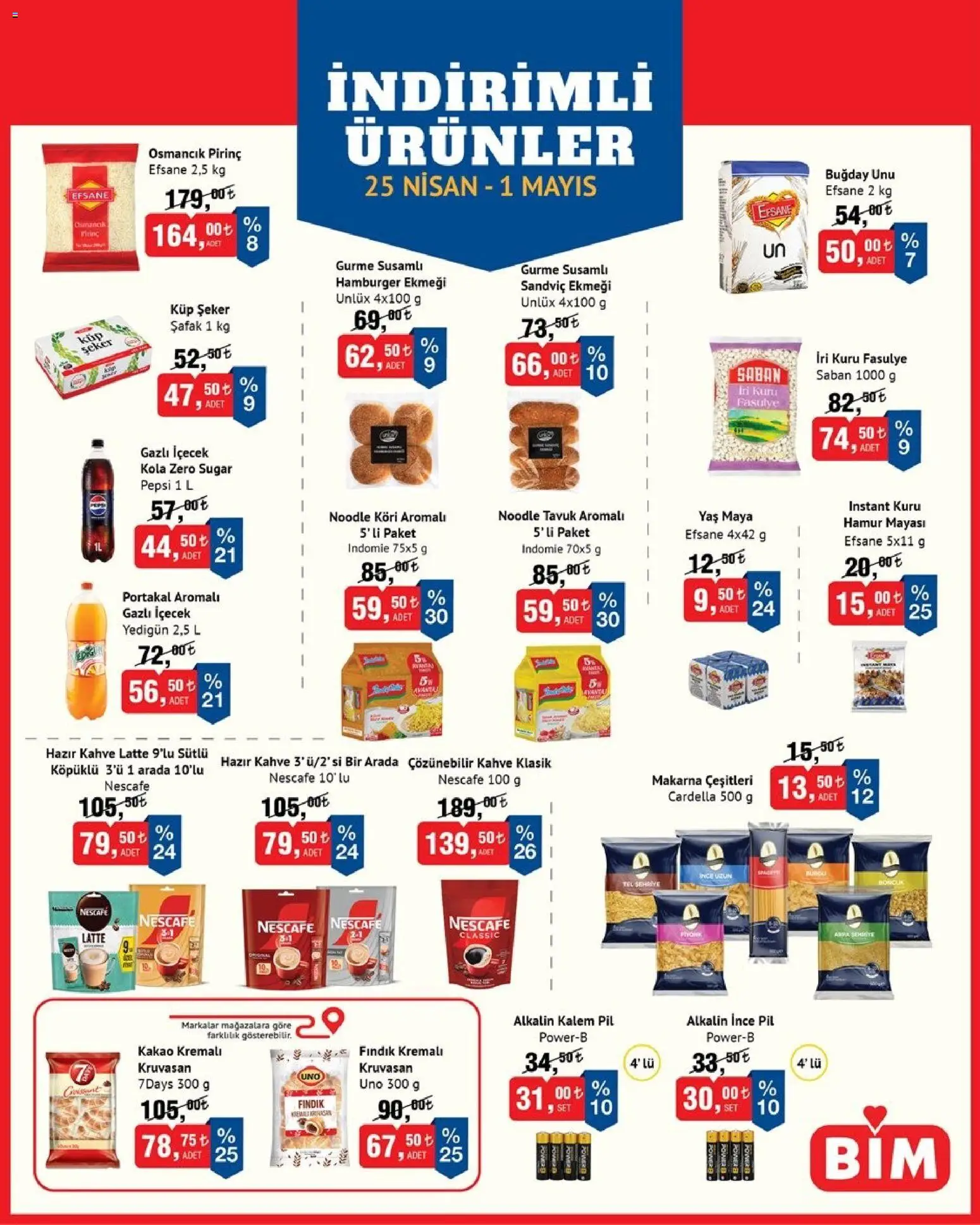 BİM Katalog - 25.04.2026 tarihinden itibaren geçerlidir | Sayfa: 1 | Ürünler: Fasulye, Pil, Kahve, Portakal
