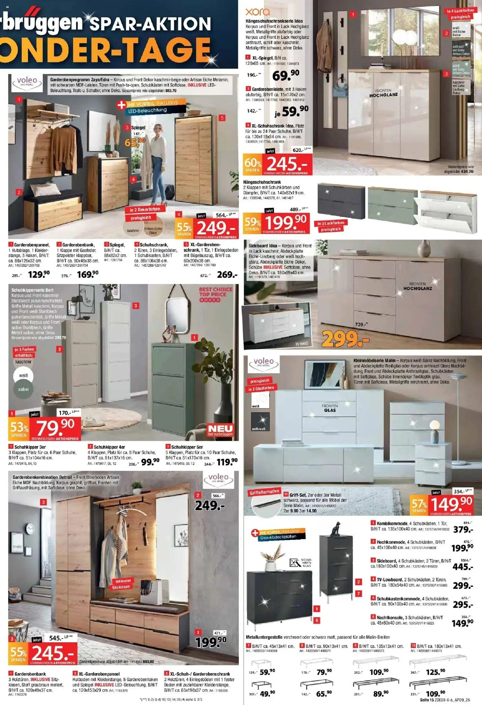 Zurbrüggen Bonus Sonder-Tage – gültig ab 22.08.2026 | Seite: 17 | Produkte: Spiegel, Schuhkipper, Garderobenschrank, Garderobenhaken