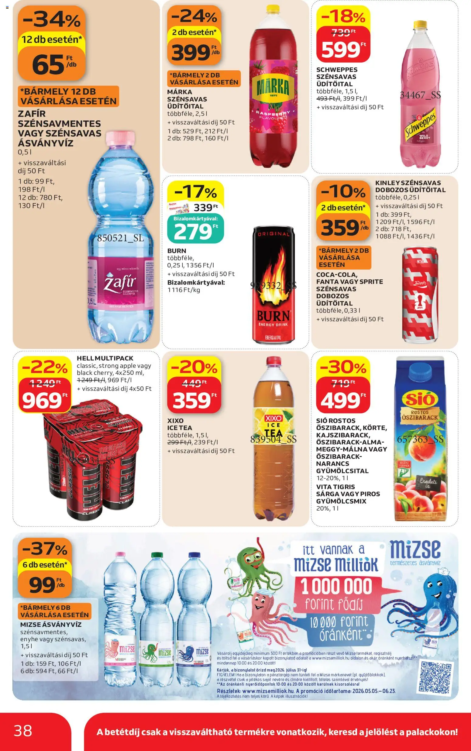 Auchan akciós ujság - amely érvényes a következő dátumtól: 21.05.2026 | Oldal: 38 | Termékek: Energiaital, Fanta, Ice tea, Narancs