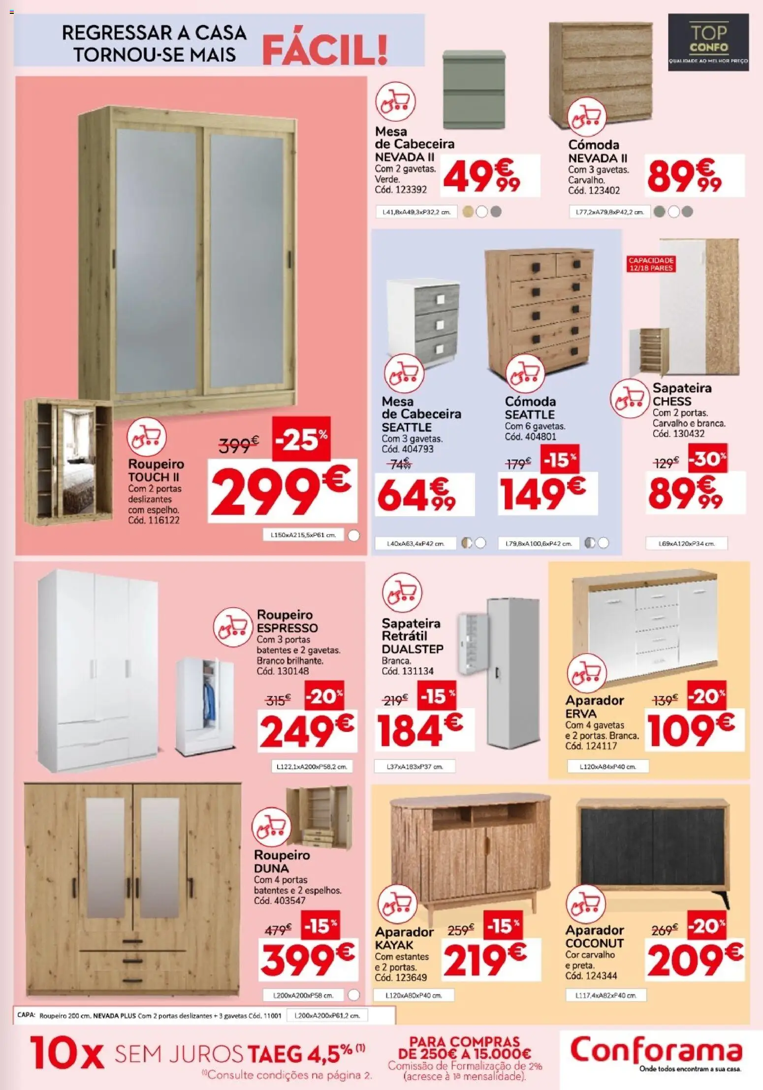 Conforama folheto │ válido de 27/08/2026 | Página: 9 | Produtos: Roupeiro, Portas, Aparador, Sapateira