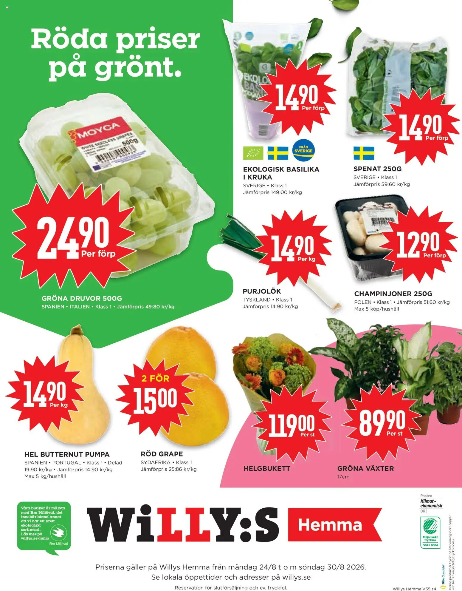Willys reklamblad aktuell från 24/08/2026 | Sida: 4 | Produkter: Galler, Kruka, Purjolök, Papper