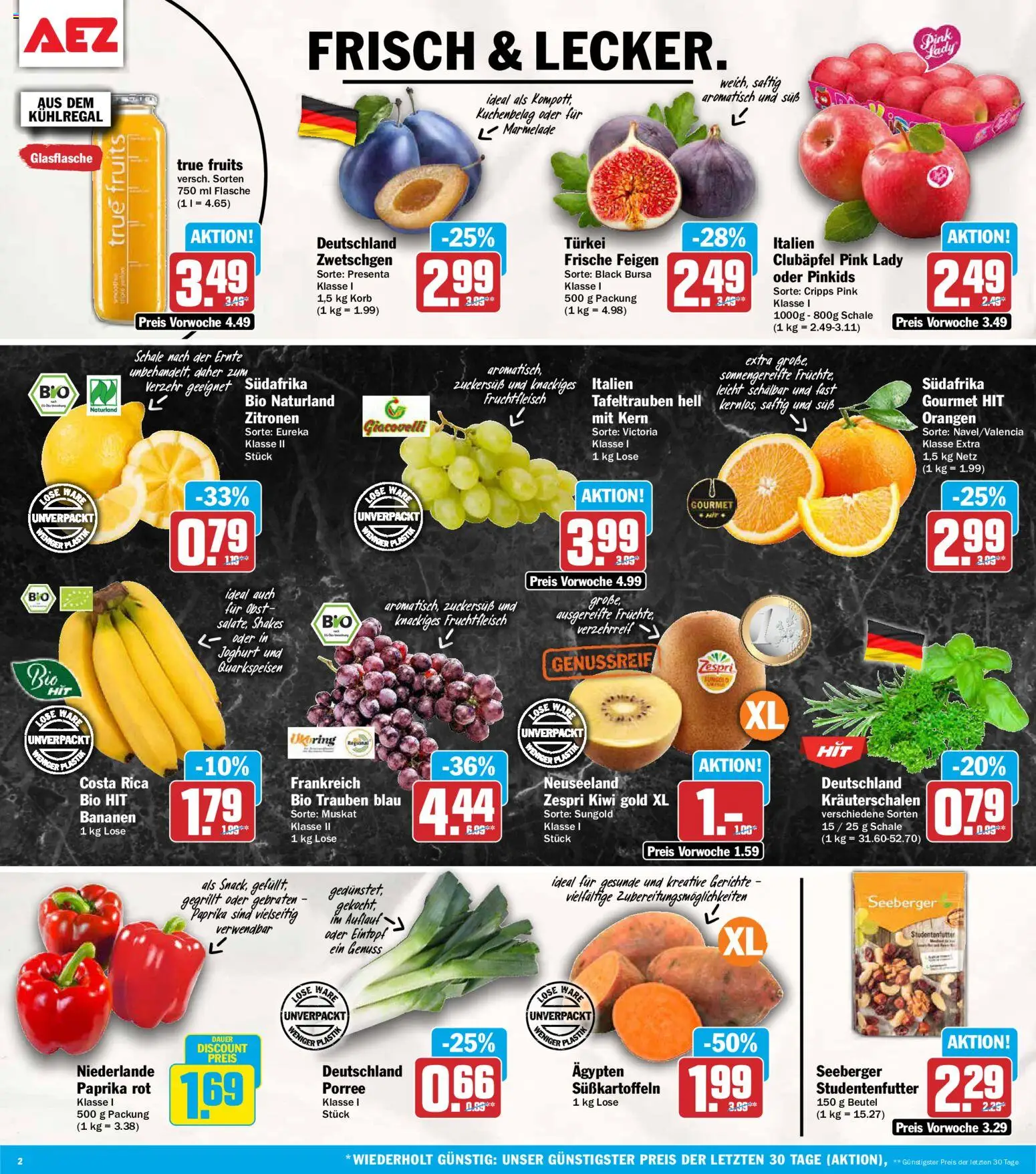 AEZ Prospekt – gültig ab 07.09.2026 | Seite: 2 | Produkte: Joghurt, Bananen, Paprika, Feigen