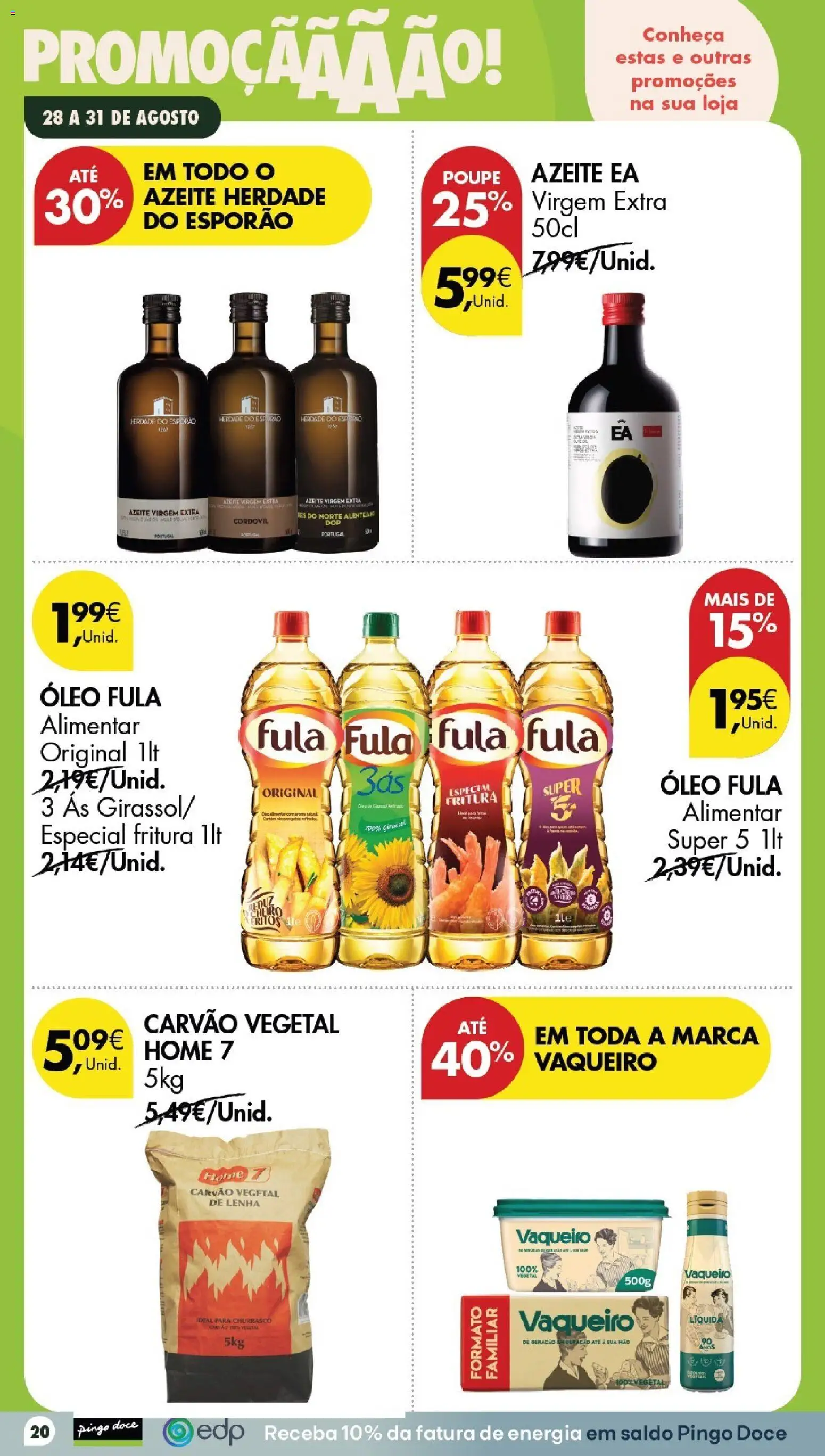 Pingo Doce Poupe este Fim de Semana │ válido de 28/08/2026 | Página: 20 | Produtos: Azeite, Carvão vegetal, Óleo, Azeite virgem extra