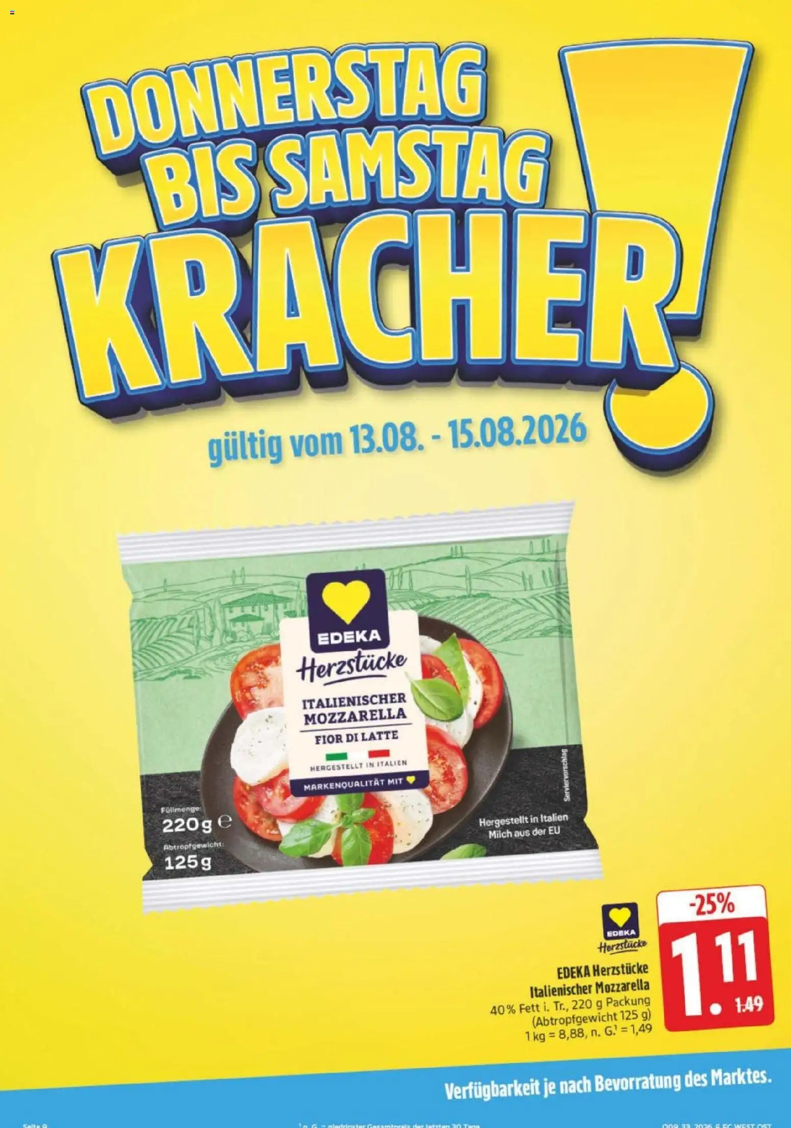 Edeka Prospekt Leipzig – gültig ab 10.08.2026 | Seite: 36 | Produkte: Milch, Mozzarella